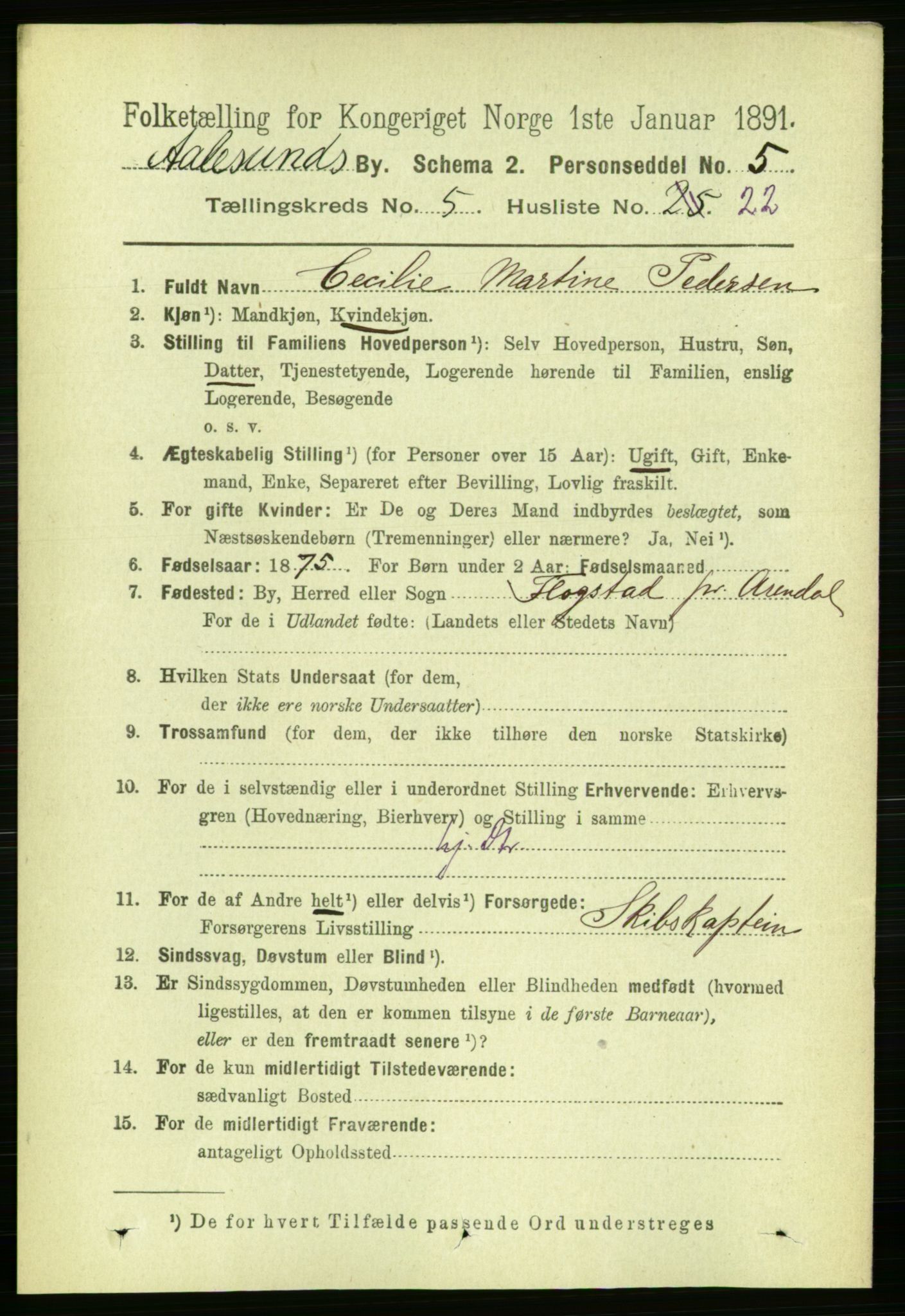 RA, Folketelling 1891 for 1501 Ålesund kjøpstad, 1891, s. 3951
