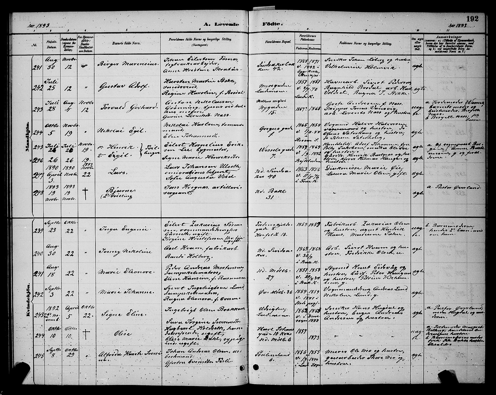 Ministerialprotokoller, klokkerbøker og fødselsregistre - Sør-Trøndelag, SAT/A-1456/604/L0222: Klokkerbok nr. 604C05, 1886-1895, s. 192
