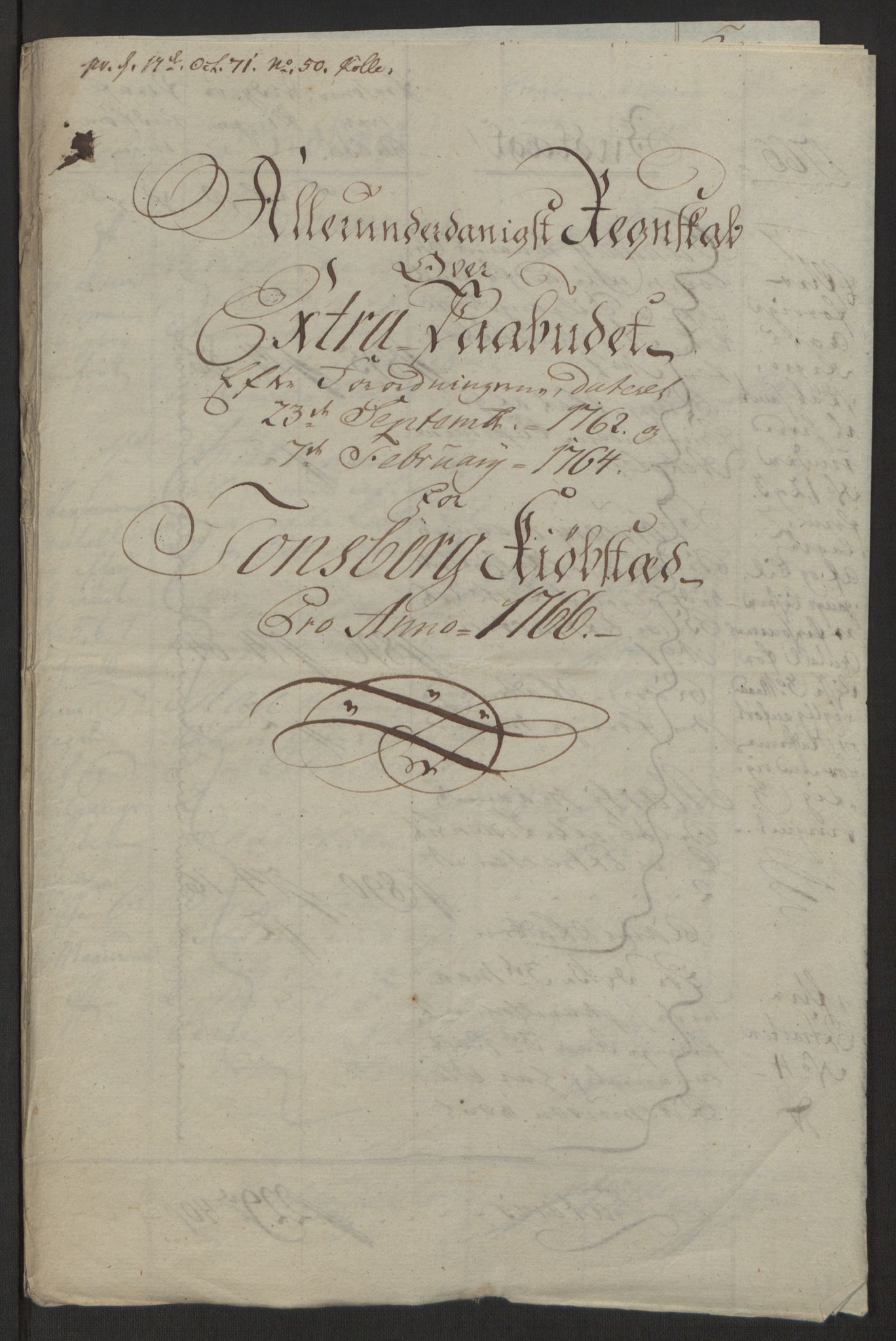 Rentekammeret inntil 1814, Reviderte regnskaper, Byregnskaper, AV/RA-EA-4066/R/Rh/L0162/0001: [H4] Kontribusjonsregnskap / Ekstraskatt, Tønsberg, 1762-1772, s. 245