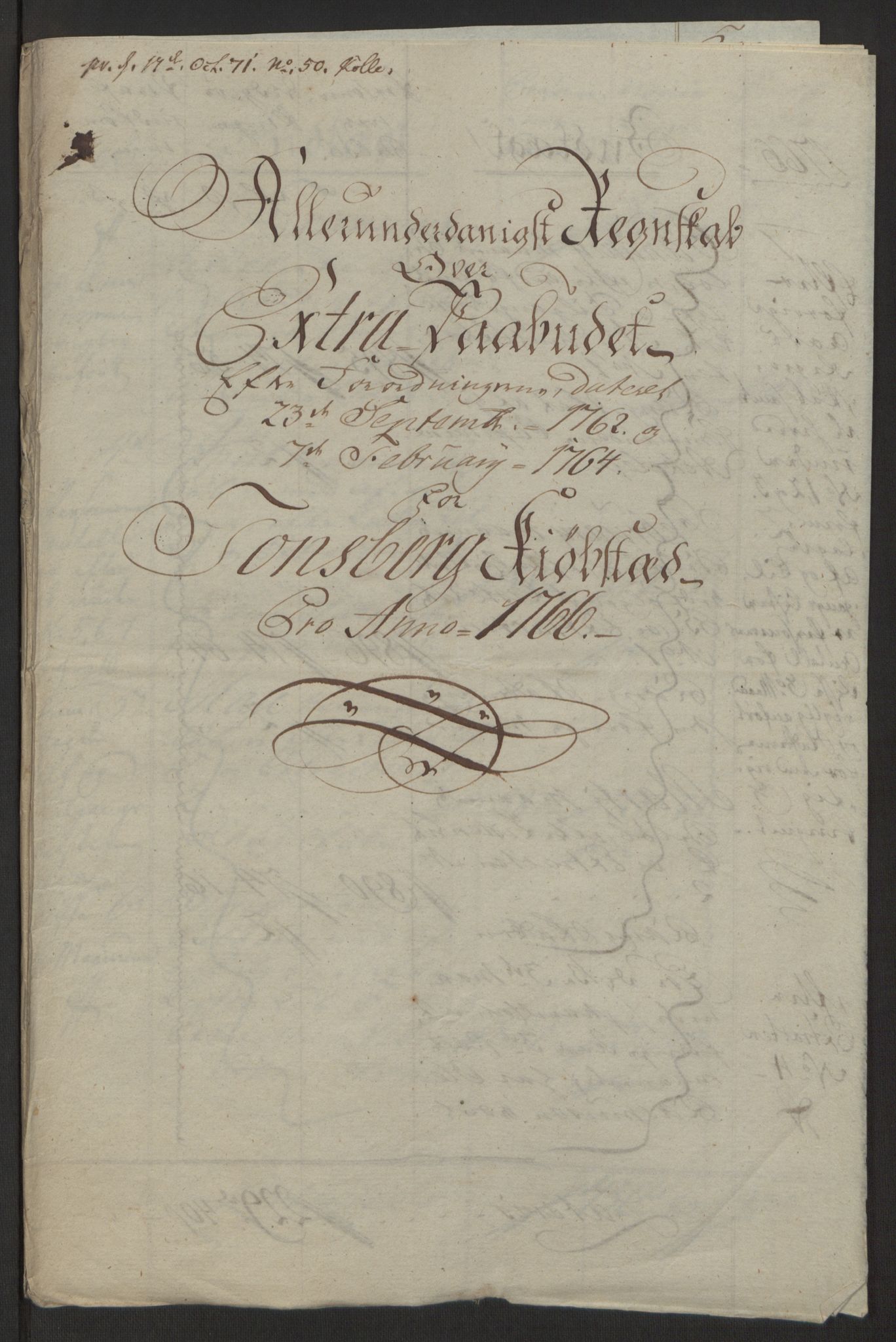 Rentekammeret inntil 1814, Reviderte regnskaper, Byregnskaper, RA/EA-4066/R/Rh/L0162/0001: [H4] Kontribusjonsregnskap / Ekstraskatt, Tønsberg, 1762-1772, s. 245