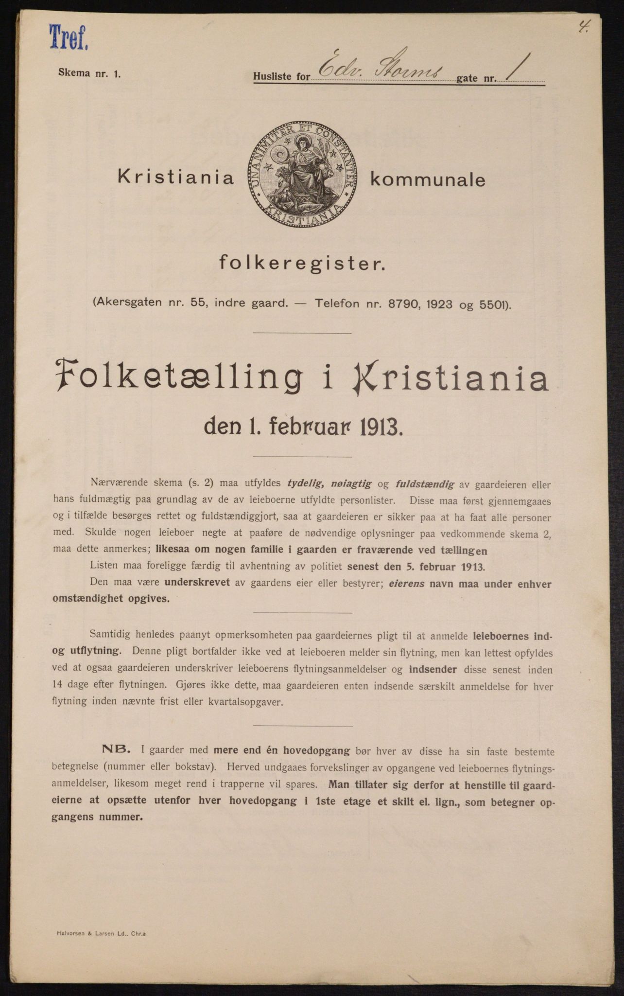 OBA, Kommunal folketelling 1.2.1913 for Kristiania, 1913, s. 18764