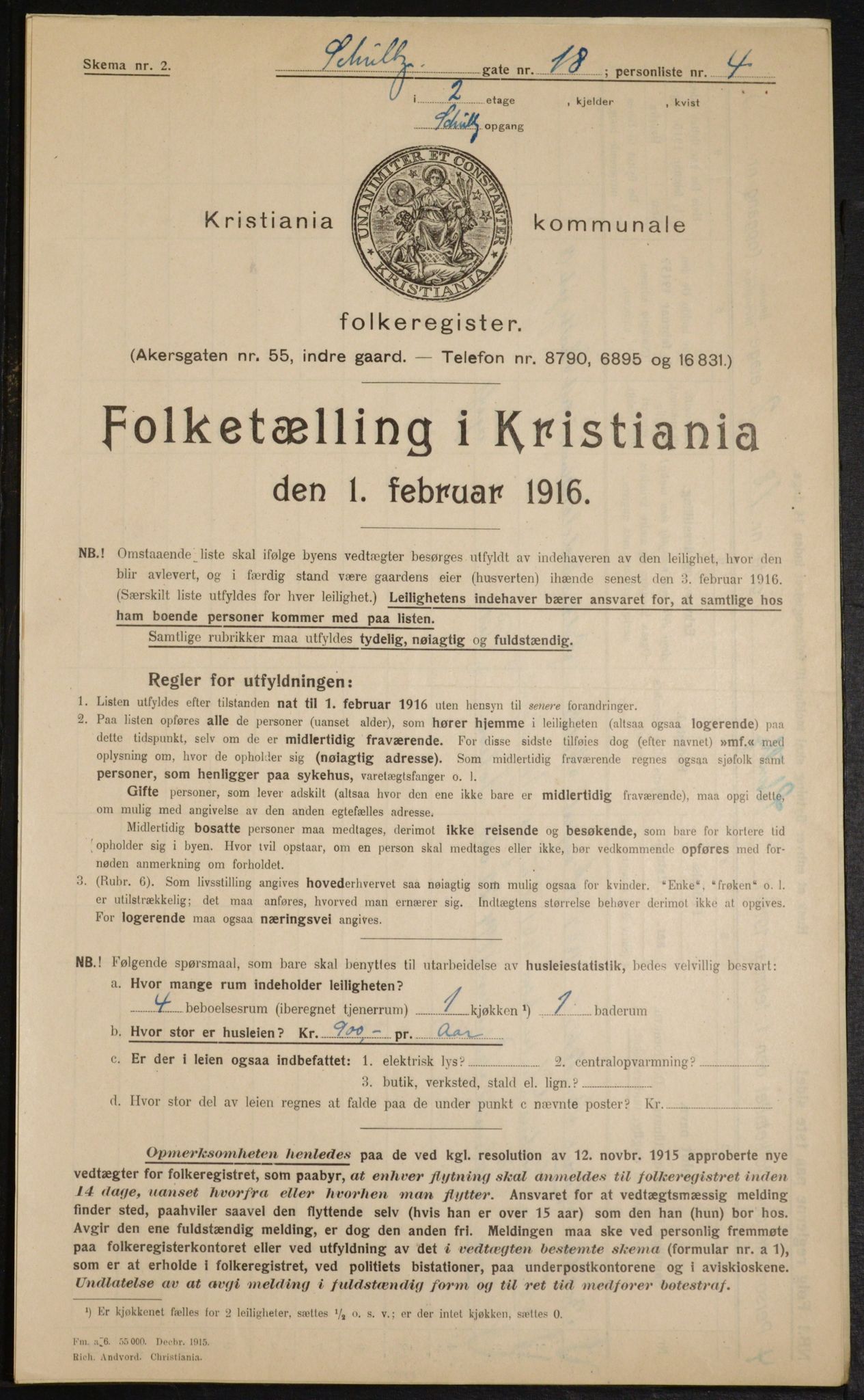 OBA, Kommunal folketelling 1.2.1916 for Kristiania, 1916, s. 92953