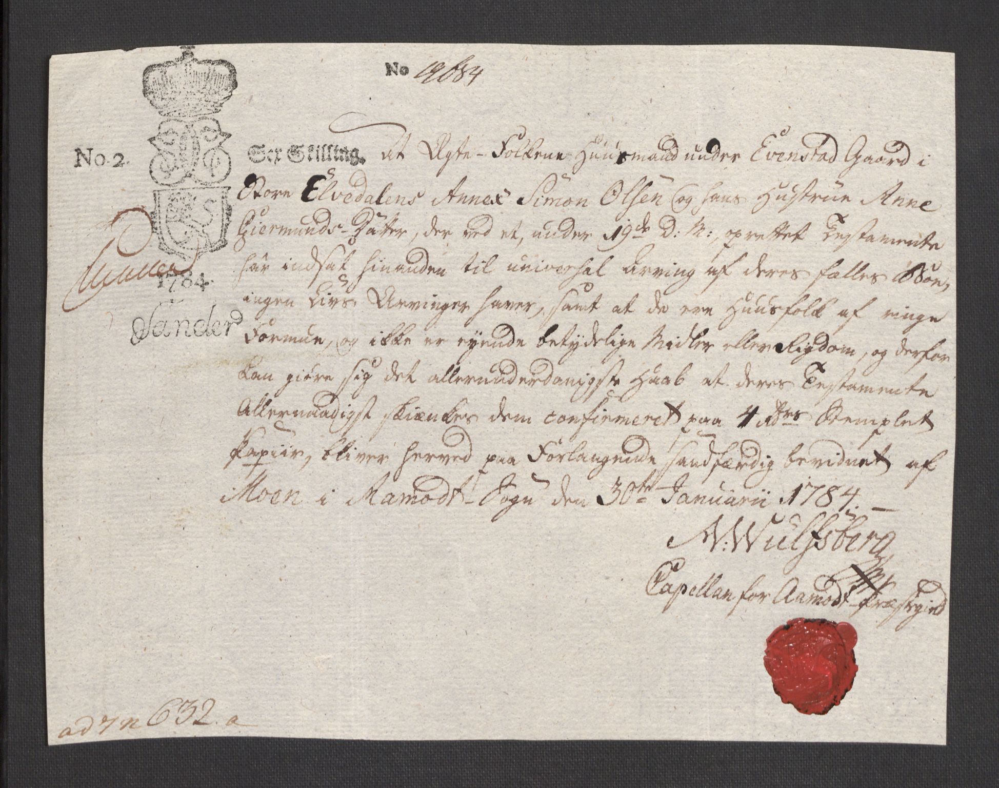 Danske Kanselli 1572-1799, AV/RA-EA-3023/F/Fc/Fcc/Fcca/L0249: Norske innlegg 1572-1799, 1784, s. 501