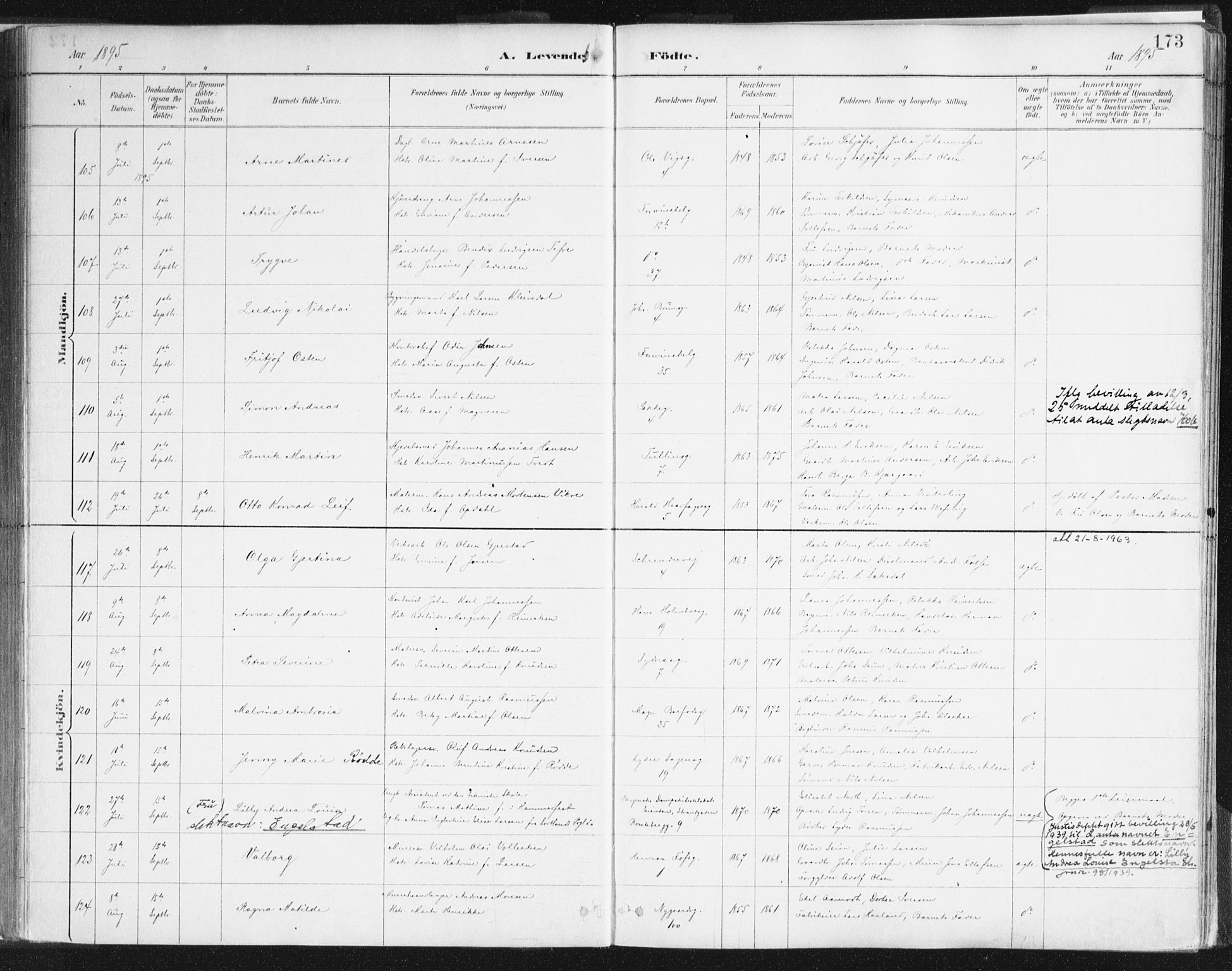 Johanneskirken sokneprestembete, AV/SAB-A-76001/H/Haa/L0001: Ministerialbok nr. A 1, 1885-1900, s. 173