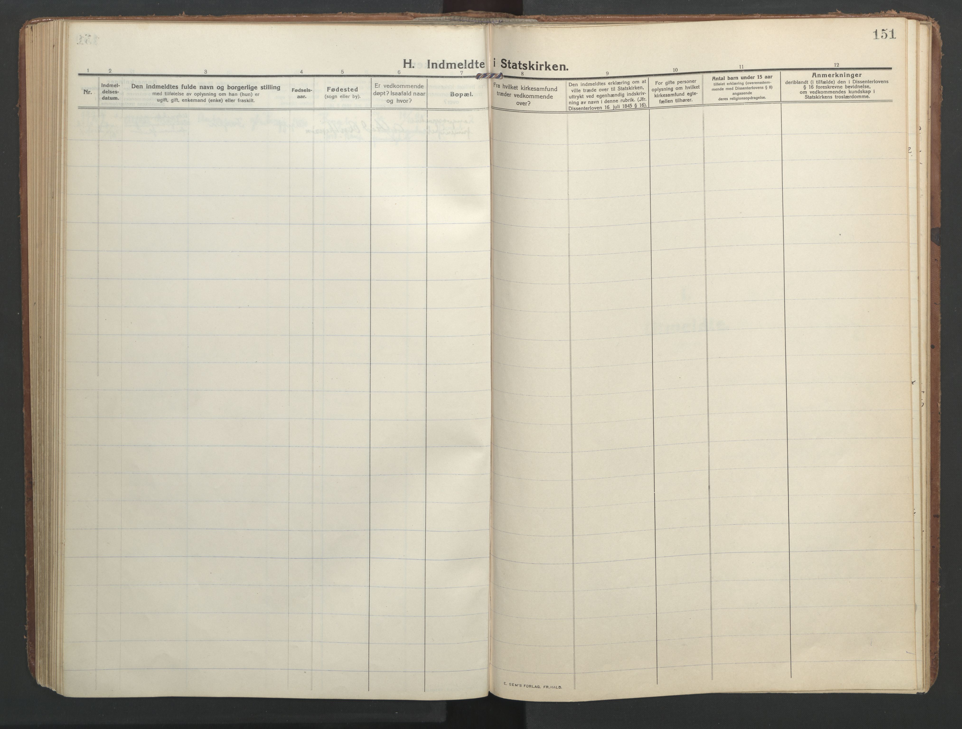 Ministerialprotokoller, klokkerbøker og fødselsregistre - Nordland, SAT/A-1459/827/L0405: Ministerialbok nr. 827A17, 1912-1925, s. 151