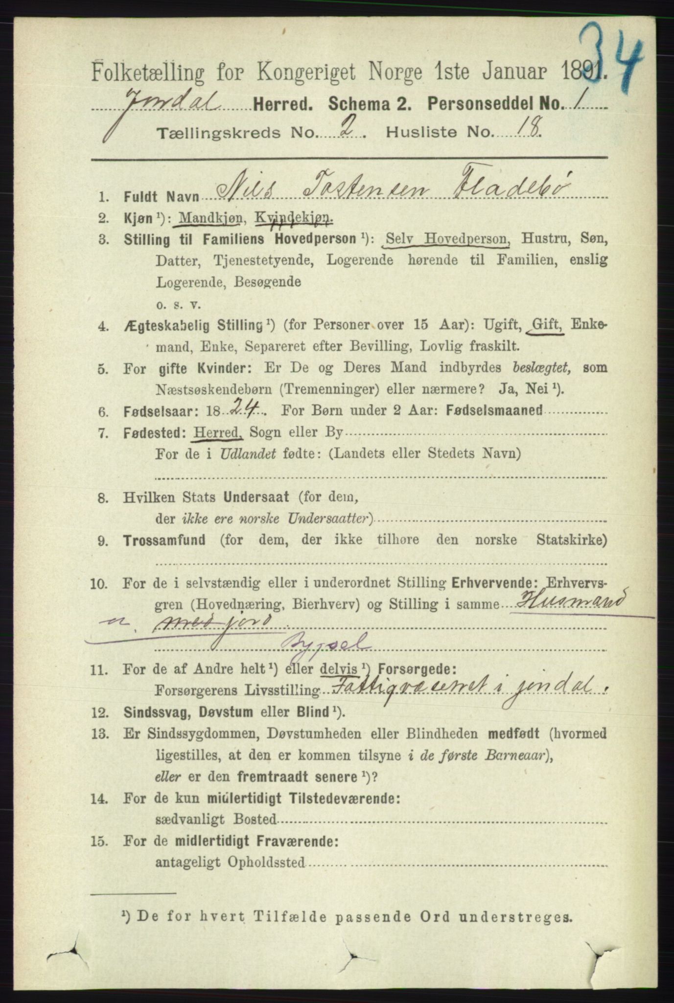 RA, Folketelling 1891 for 1227 Jondal herred, 1891, s. 944