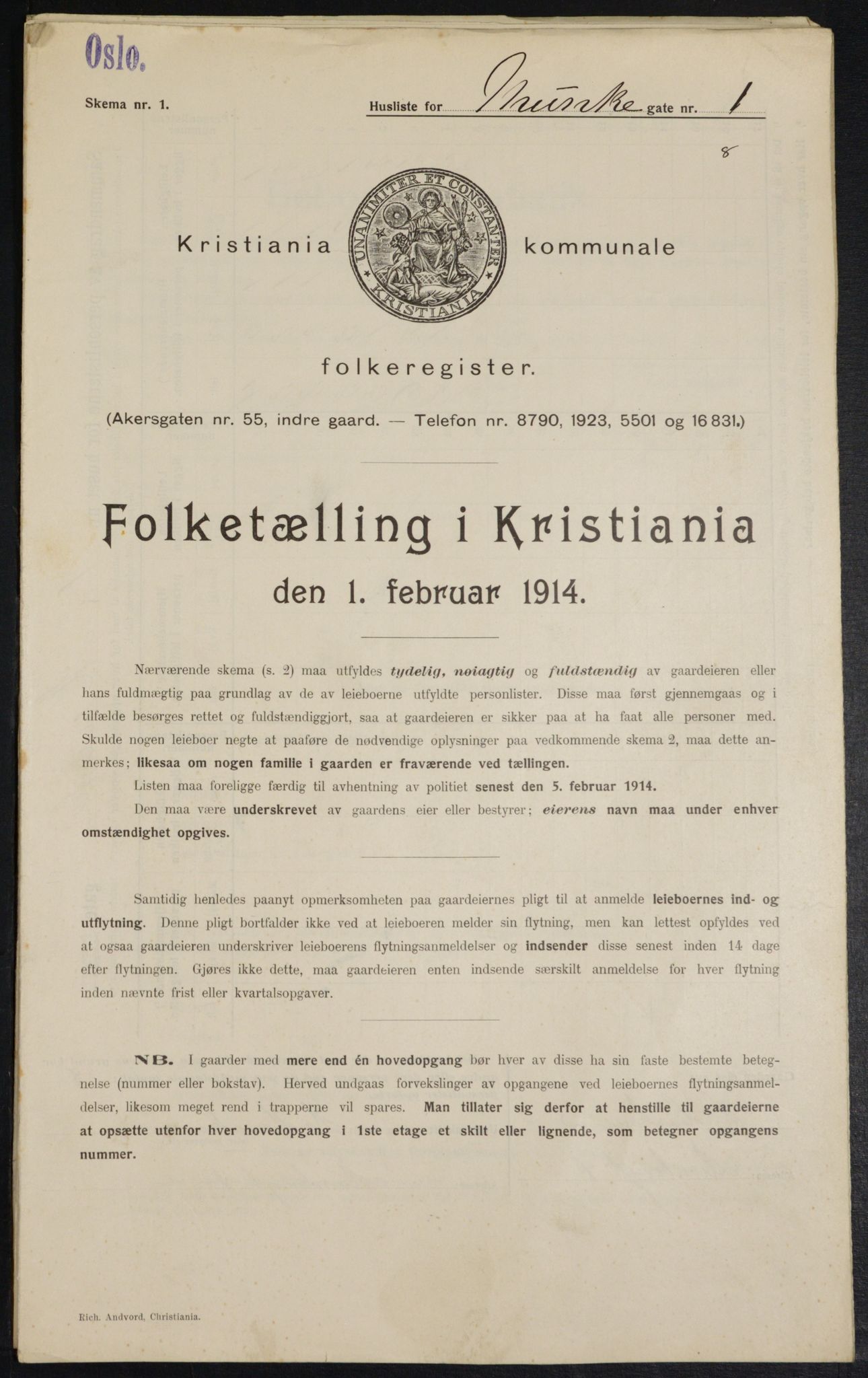 OBA, Kommunal folketelling 1.2.1914 for Kristiania, 1914, s. 67920