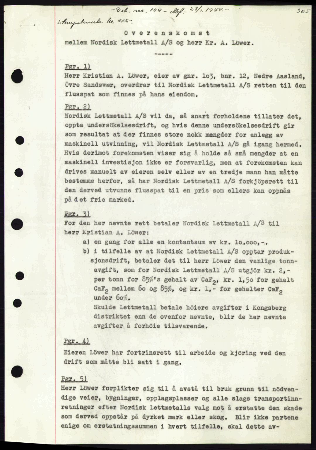 Numedal og Sandsvær sorenskriveri, SAKO/A-128/G/Ga/Gaa/L0055: Pantebok nr. A7, 1943-1944, Dagboknr: 109/1944