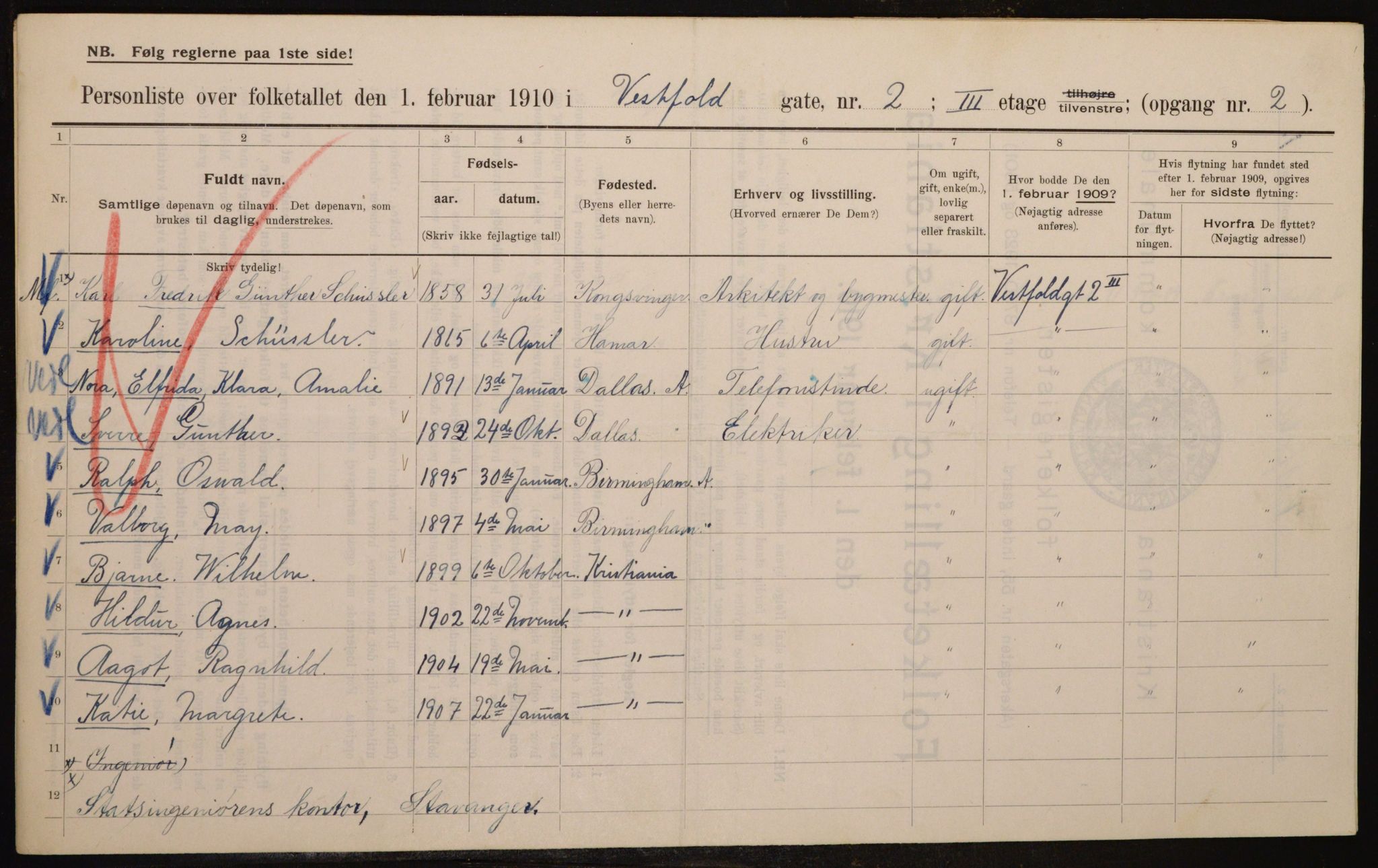 OBA, Kommunal folketelling 1.2.1910 for Kristiania, 1910, s. 116054