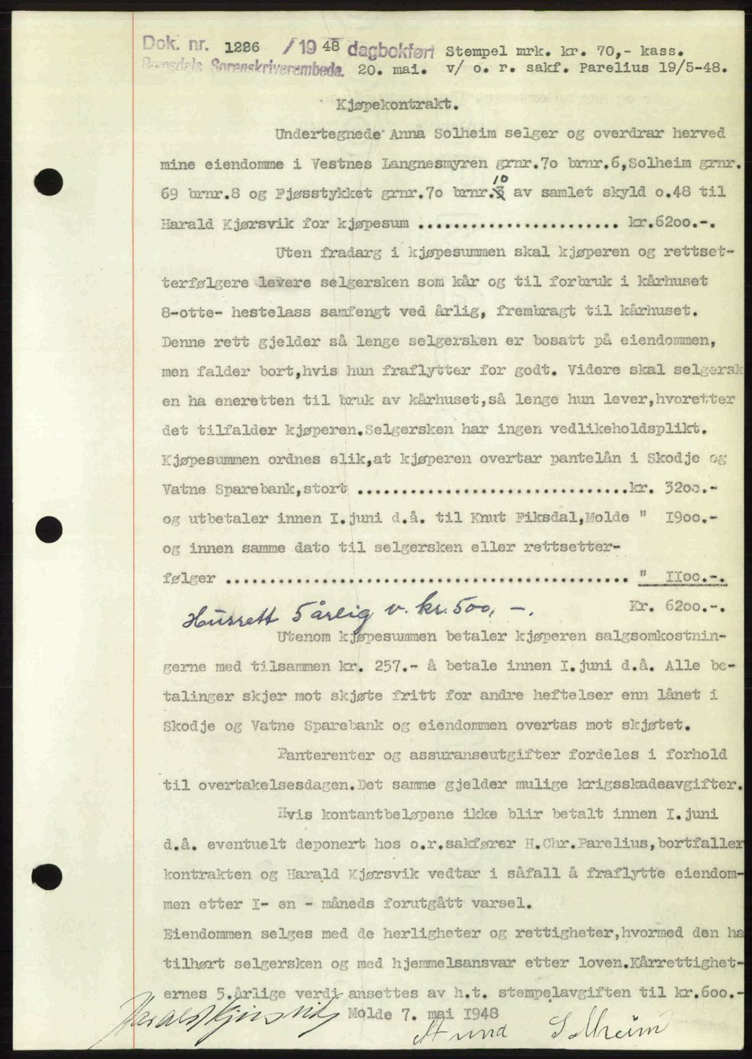Romsdal sorenskriveri, SAT/A-4149/1/2/2C: Pantebok nr. A26, 1948-1948, Dagboknr: 1226/1948