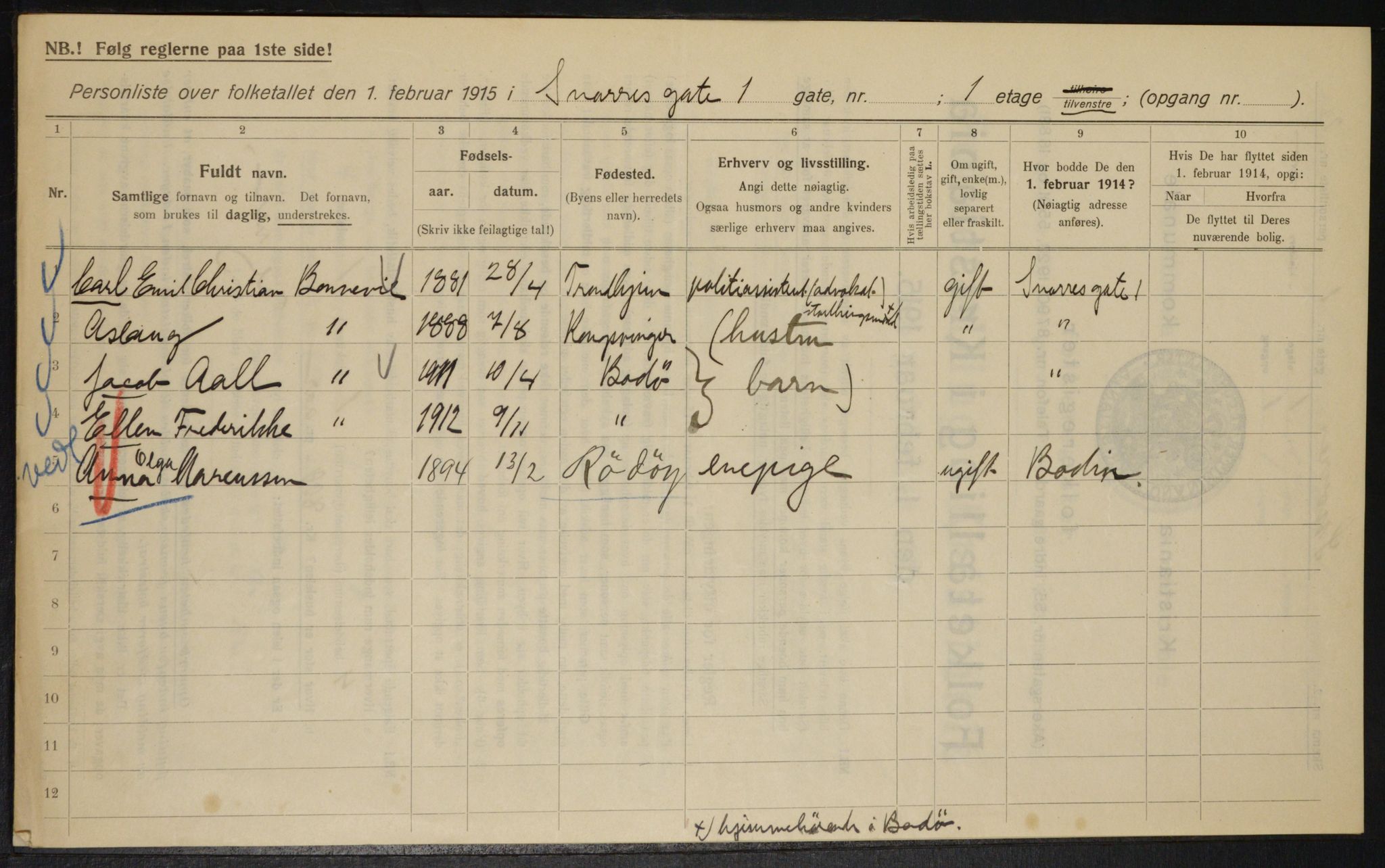 OBA, Kommunal folketelling 1.2.1915 for Kristiania, 1915, s. 97988