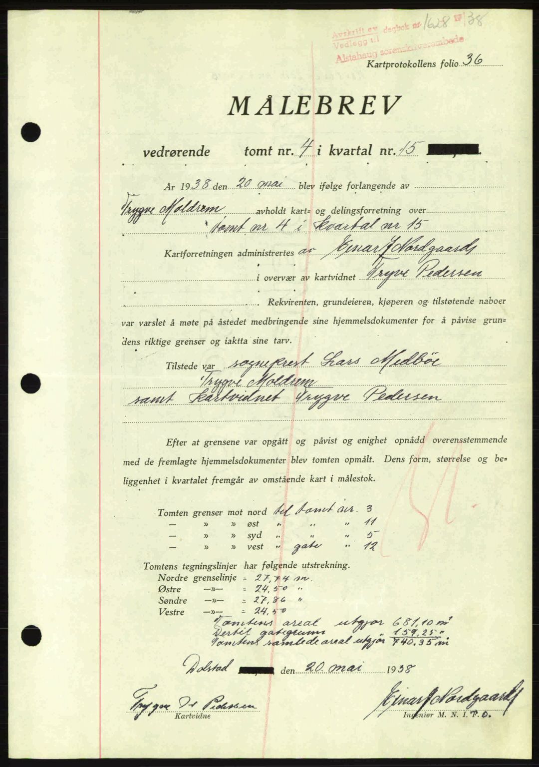 Alstahaug sorenskriveri, SAT/A-1009: Pantebok nr. A3, 1937-1938, Dagboknr: 1628/1938