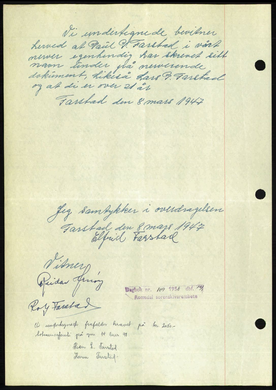 Romsdal sorenskriveri, SAT/A-4149/1/2/2C: Pantebok nr. A22, 1947-1947, Dagboknr: 537/1947