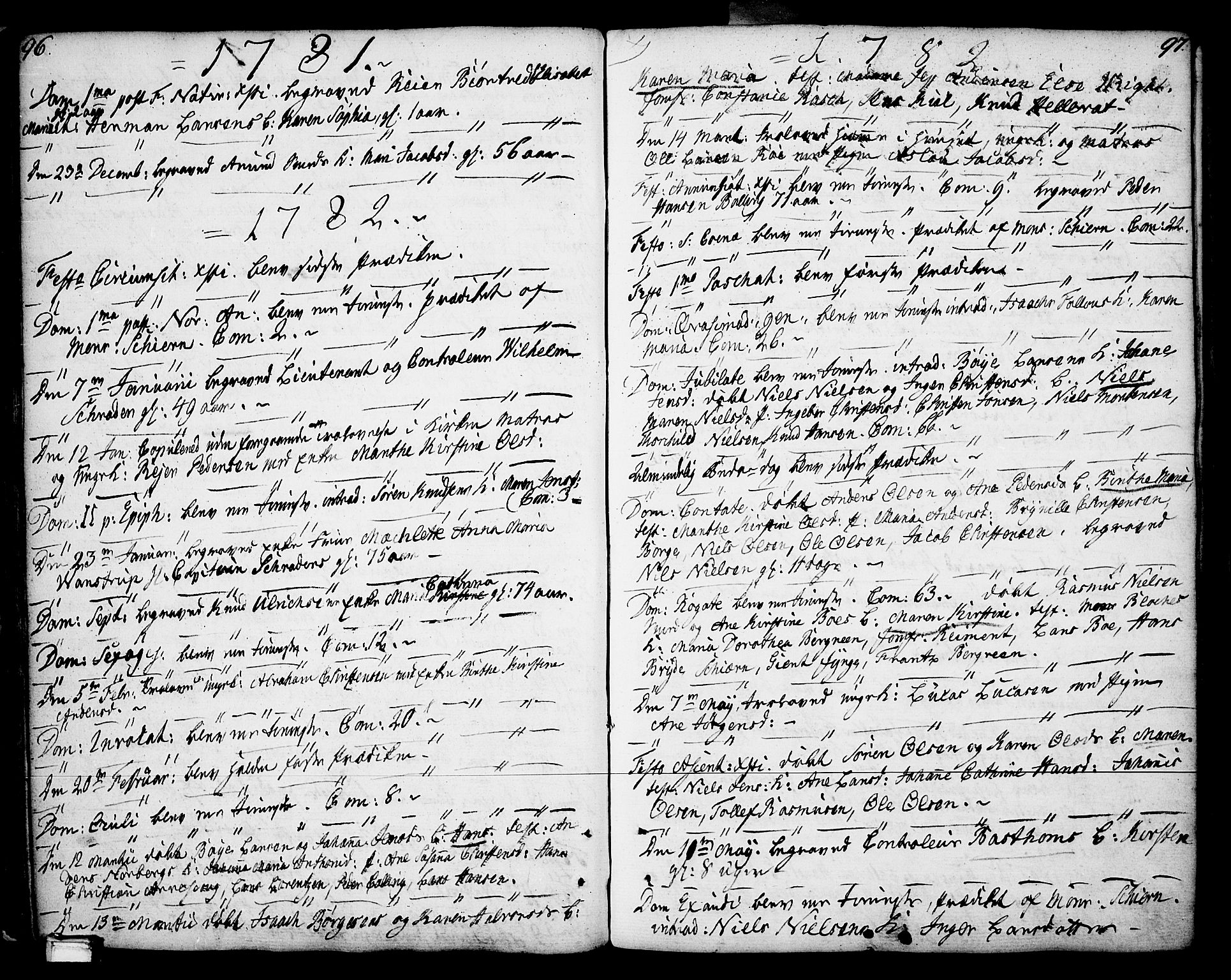Porsgrunn kirkebøker , AV/SAKO-A-104/F/Fa/L0002: Ministerialbok nr. 2, 1764-1814, s. 96-97