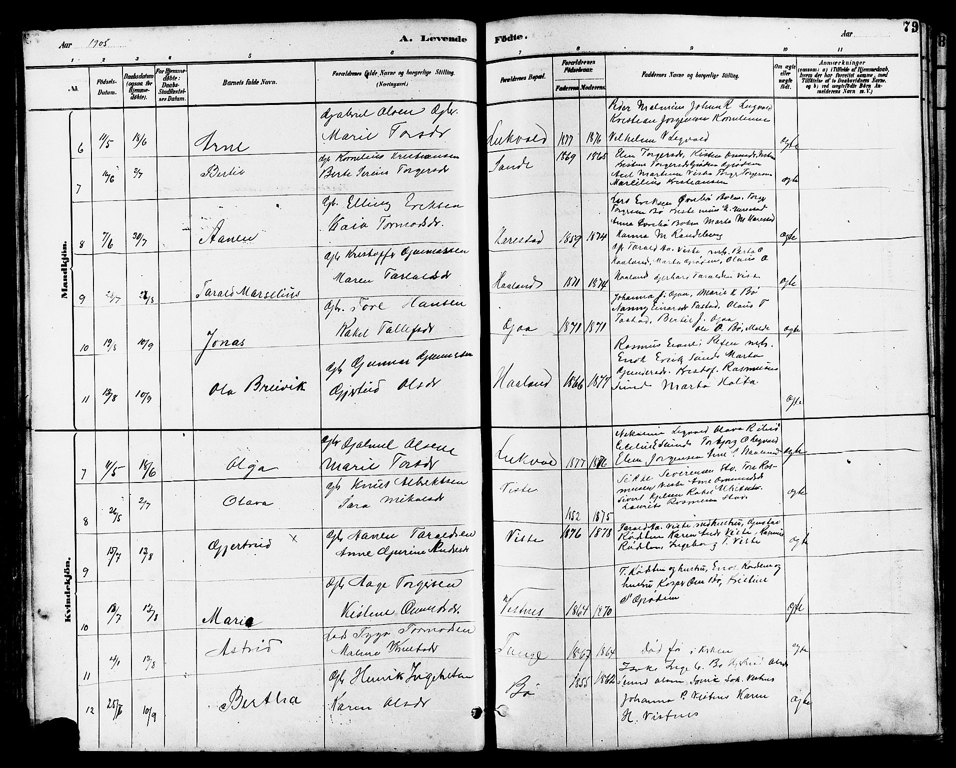 Hetland sokneprestkontor, AV/SAST-A-101826/30/30BB/L0006: Klokkerbok nr. B 6, 1878-1921, s. 79
