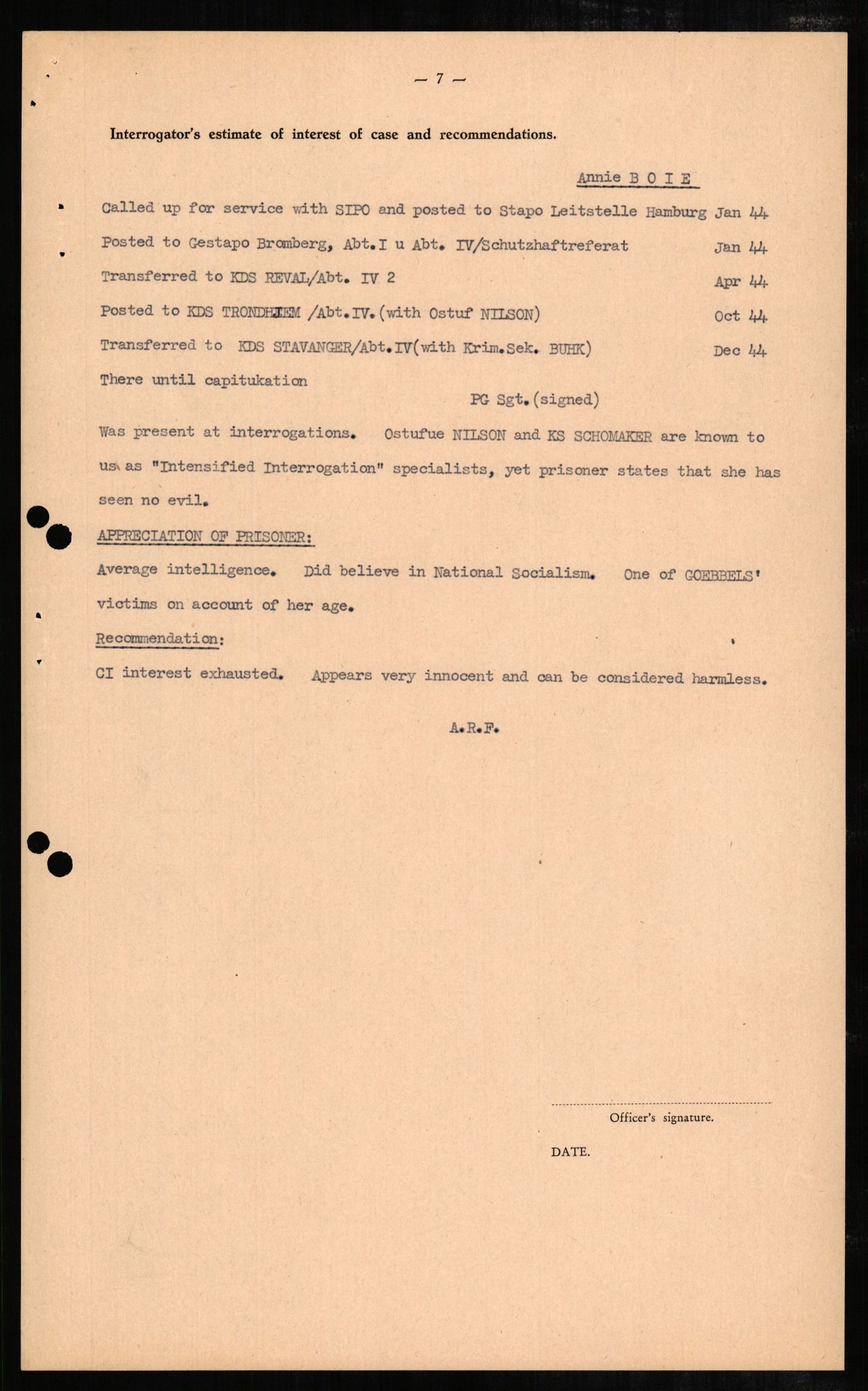 Forsvaret, Forsvarets overkommando II, RA/RAFA-3915/D/Db/L0003: CI Questionaires. Tyske okkupasjonsstyrker i Norge. Tyskere., 1945-1946, s. 541