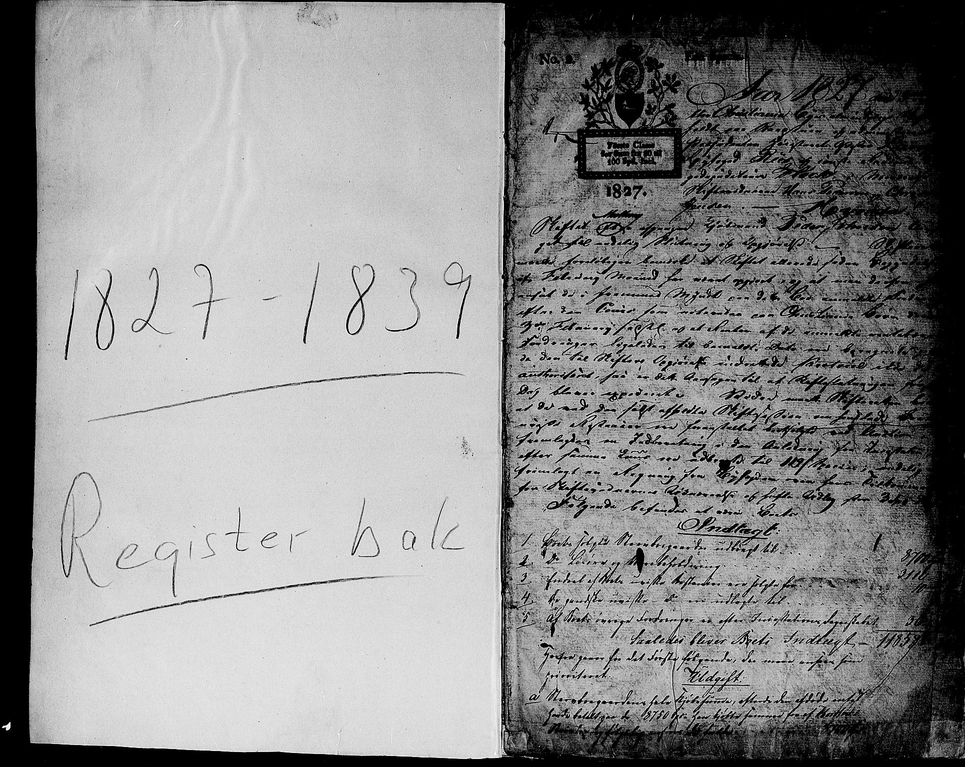 Oslo skifterett, AV/SAO-A-10383/H/Hd/Hda/L0001a: Skifteutlodningsprotokoll, 1827-1839, s. 1a