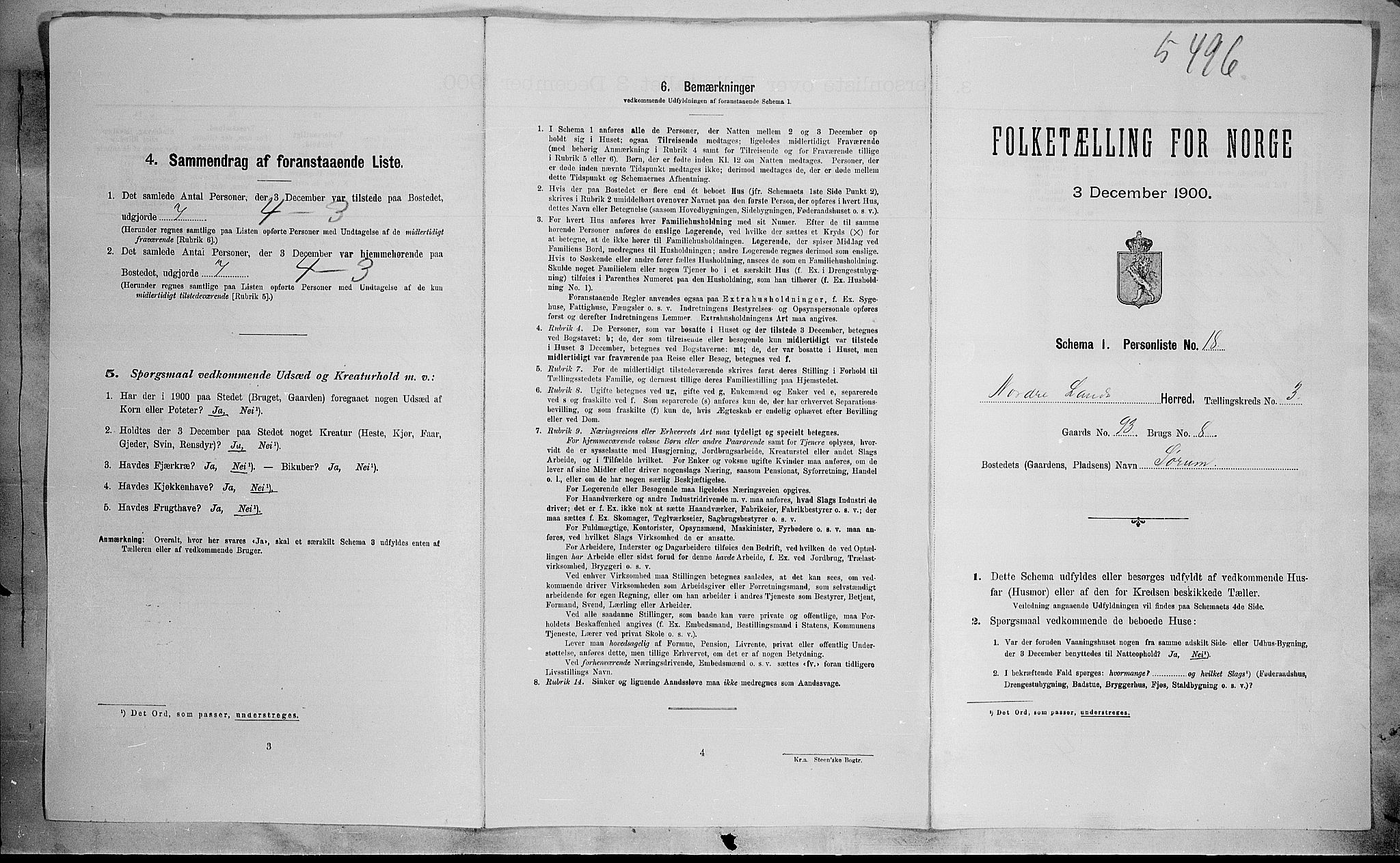 SAH, Folketelling 1900 for 0538 Nordre Land herred, 1900, s. 455