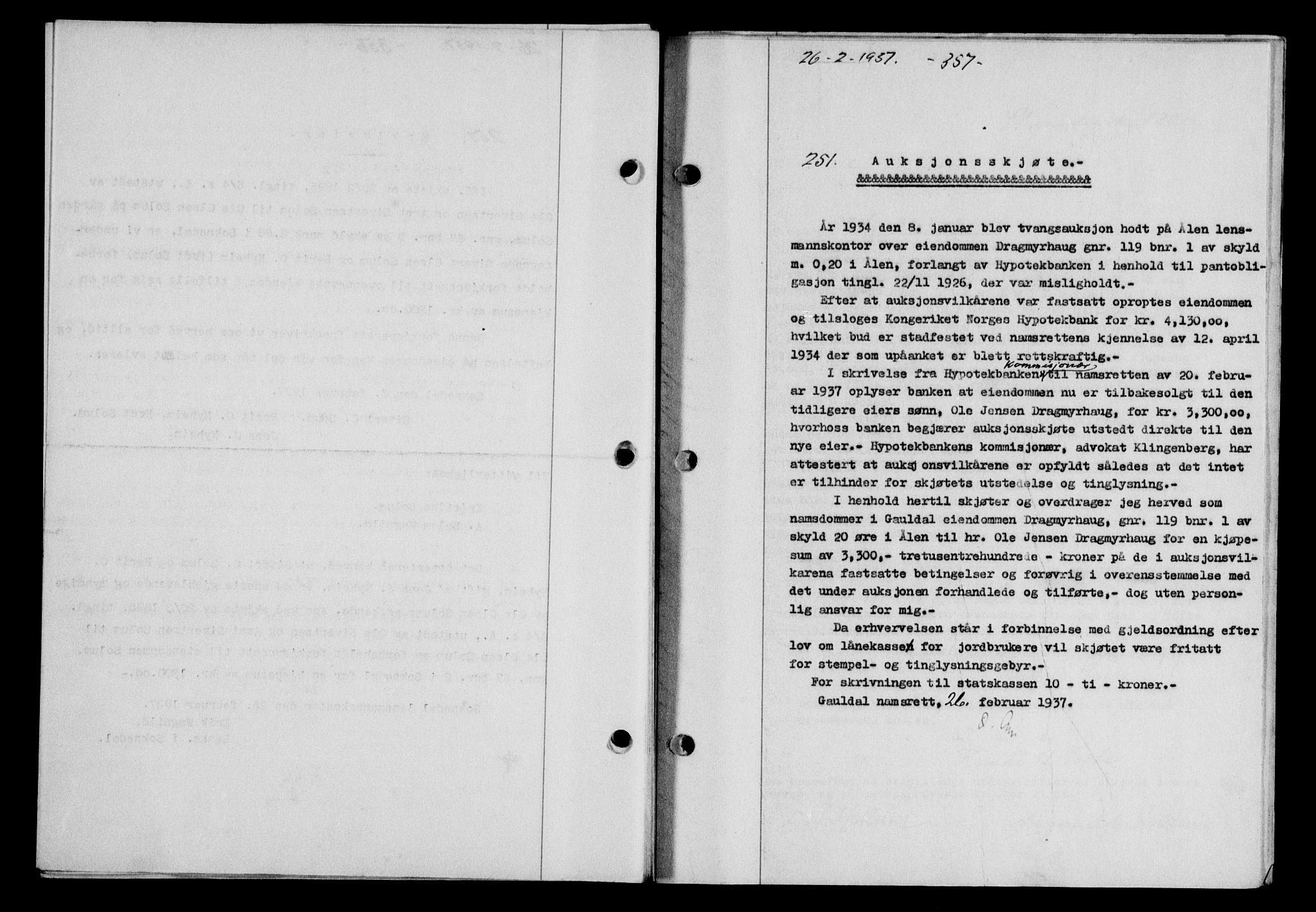 Gauldal sorenskriveri, SAT/A-0014/1/2/2C/L0046: Pantebok nr. 49-50, 1936-1937, Dagboknr: 251/1937
