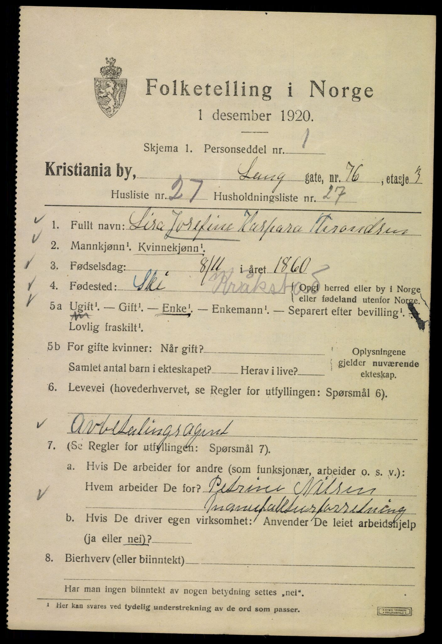 SAO, Folketelling 1920 for 0301 Kristiania kjøpstad, 1920, s. 360981