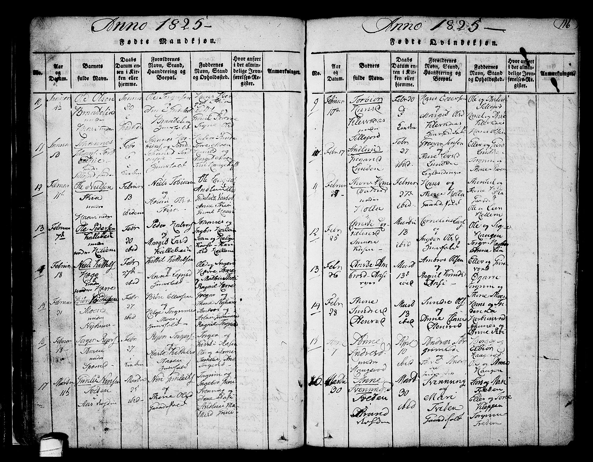 Heddal kirkebøker, SAKO/A-268/F/Fa/L0005: Ministerialbok nr. I 5, 1814-1837, s. 115-116