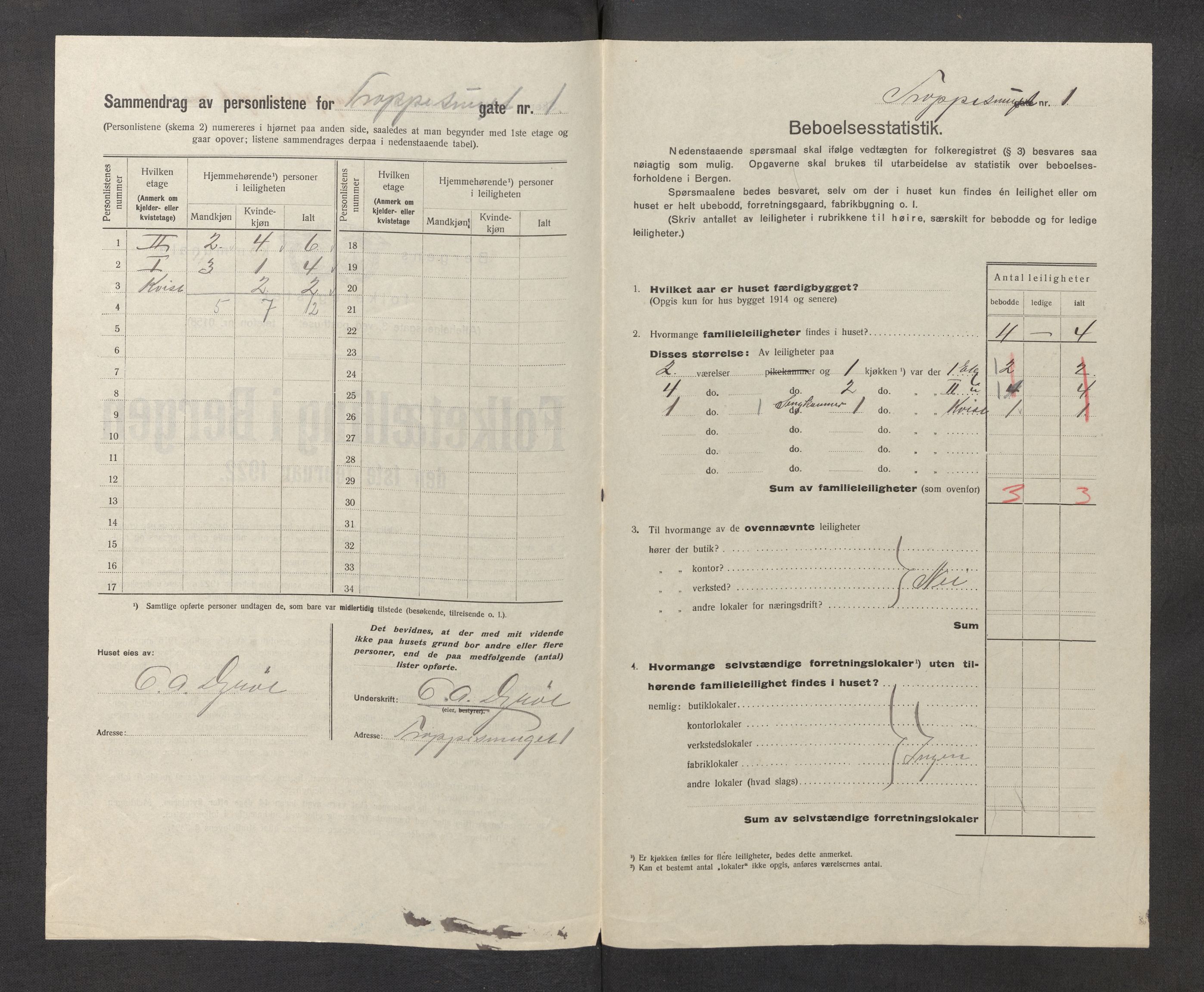 SAB, Kommunal folketelling 1922 for Bergen kjøpstad, 1922, s. 44956