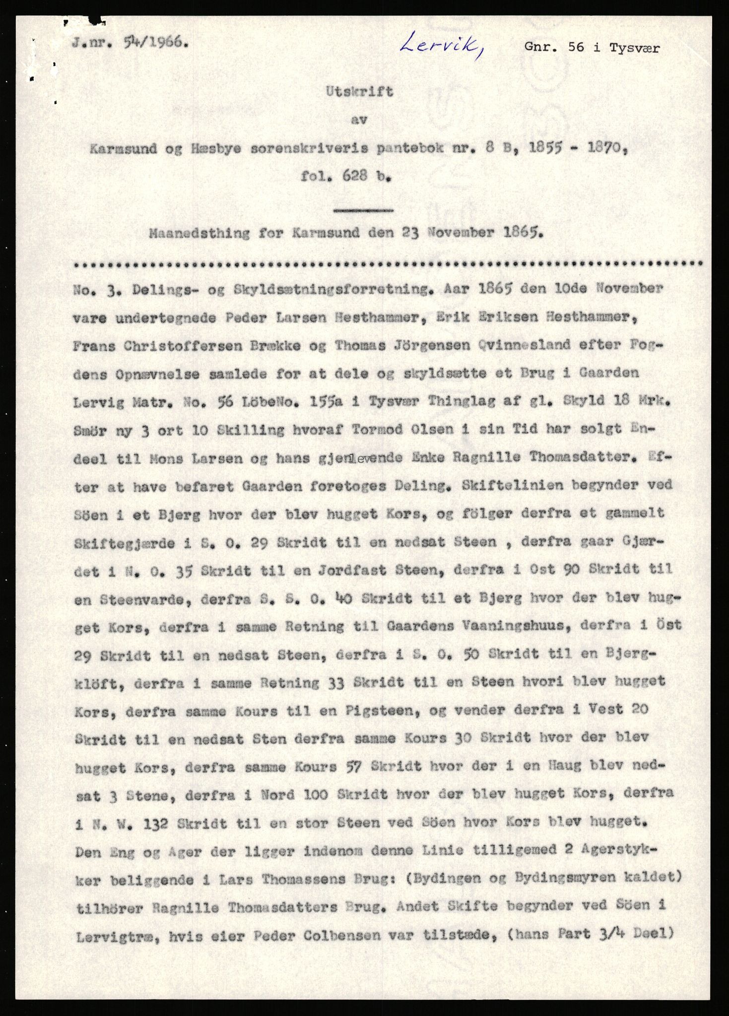 Statsarkivet i Stavanger, AV/SAST-A-101971/03/Y/Yj/L0053: Avskrifter sortert etter gårdsnavn: Leigvam - Liland, 1750-1930, s. 183