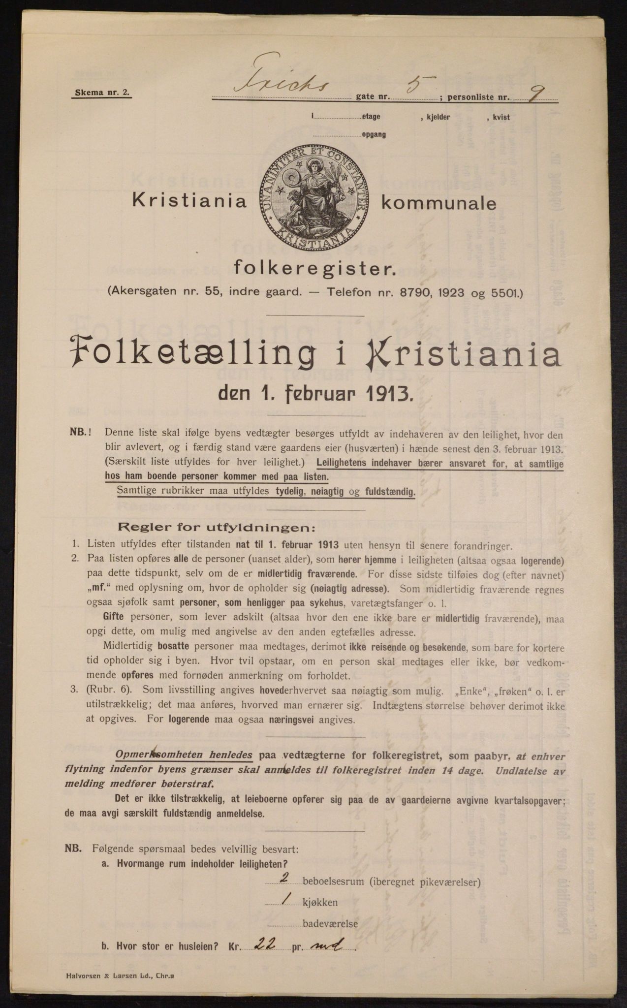 OBA, Kommunal folketelling 1.2.1913 for Kristiania, 1913, s. 26967