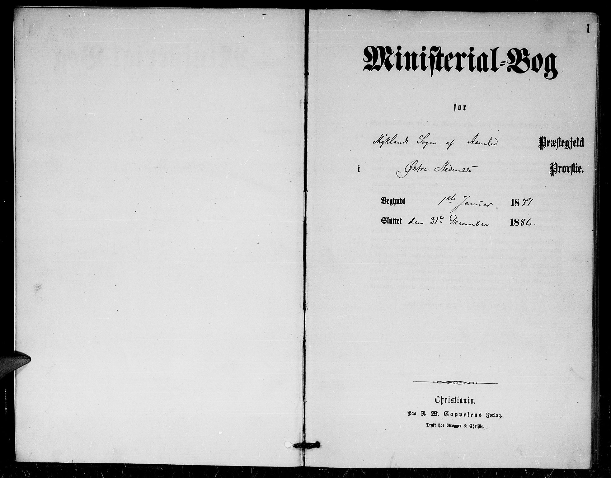 Herefoss sokneprestkontor, AV/SAK-1111-0019/F/Fa/Fac/L0001: Ministerialbok nr. A 1, 1871-1886