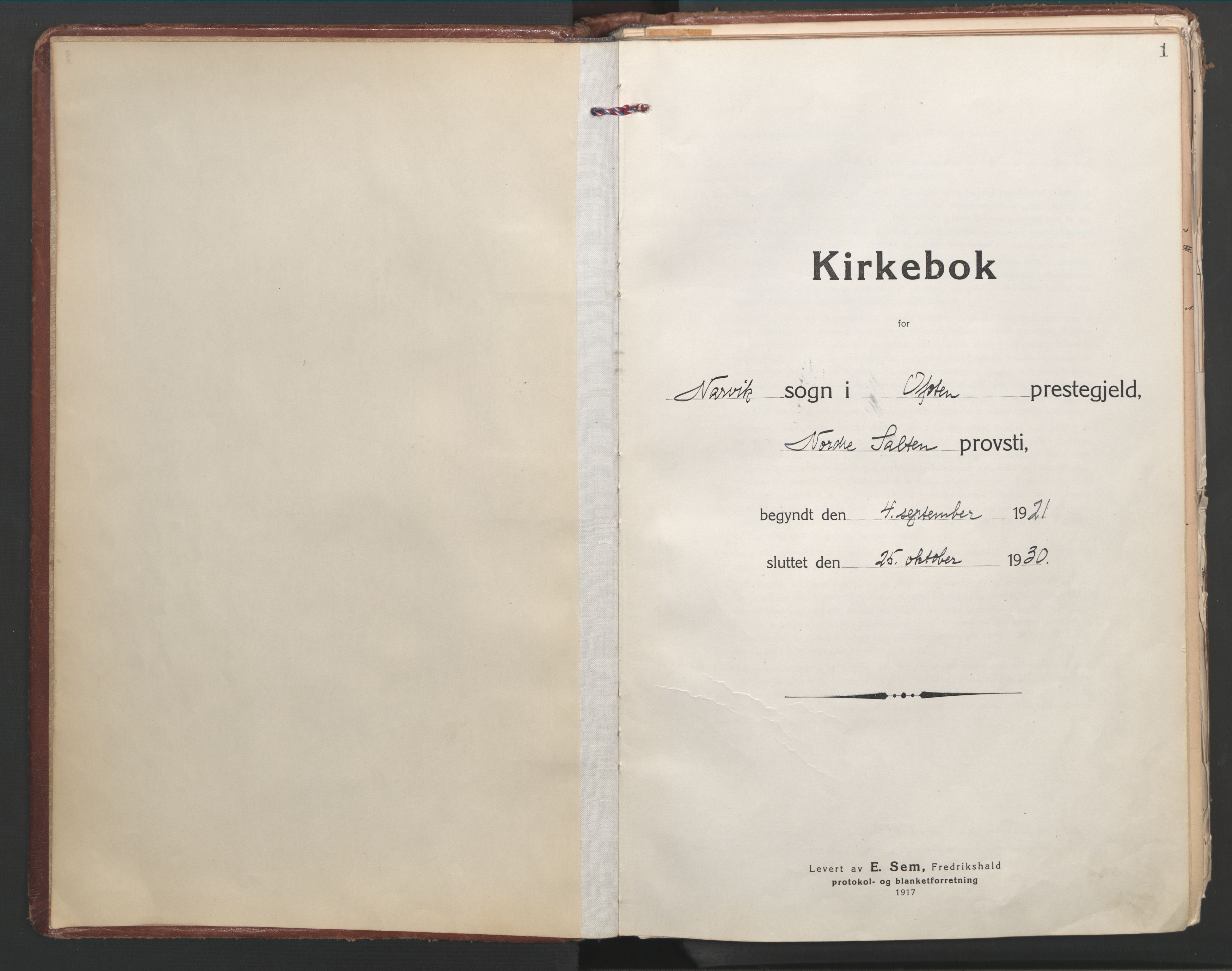 Ministerialprotokoller, klokkerbøker og fødselsregistre - Nordland, SAT/A-1459/871/L1003: Ministerialbok nr. 871A19, 1921-1930, s. 1