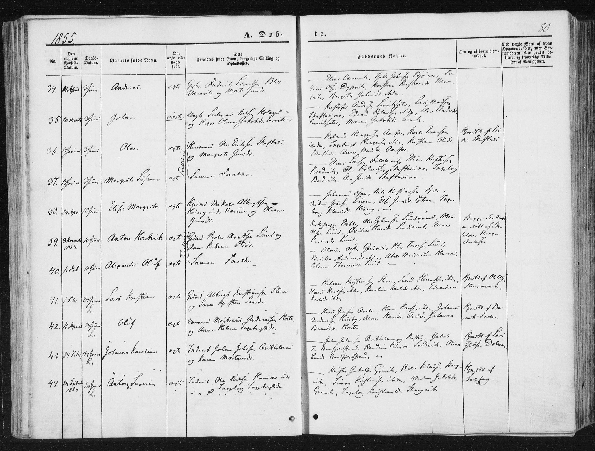 Ministerialprotokoller, klokkerbøker og fødselsregistre - Nord-Trøndelag, AV/SAT-A-1458/780/L0640: Ministerialbok nr. 780A05, 1845-1856, s. 80