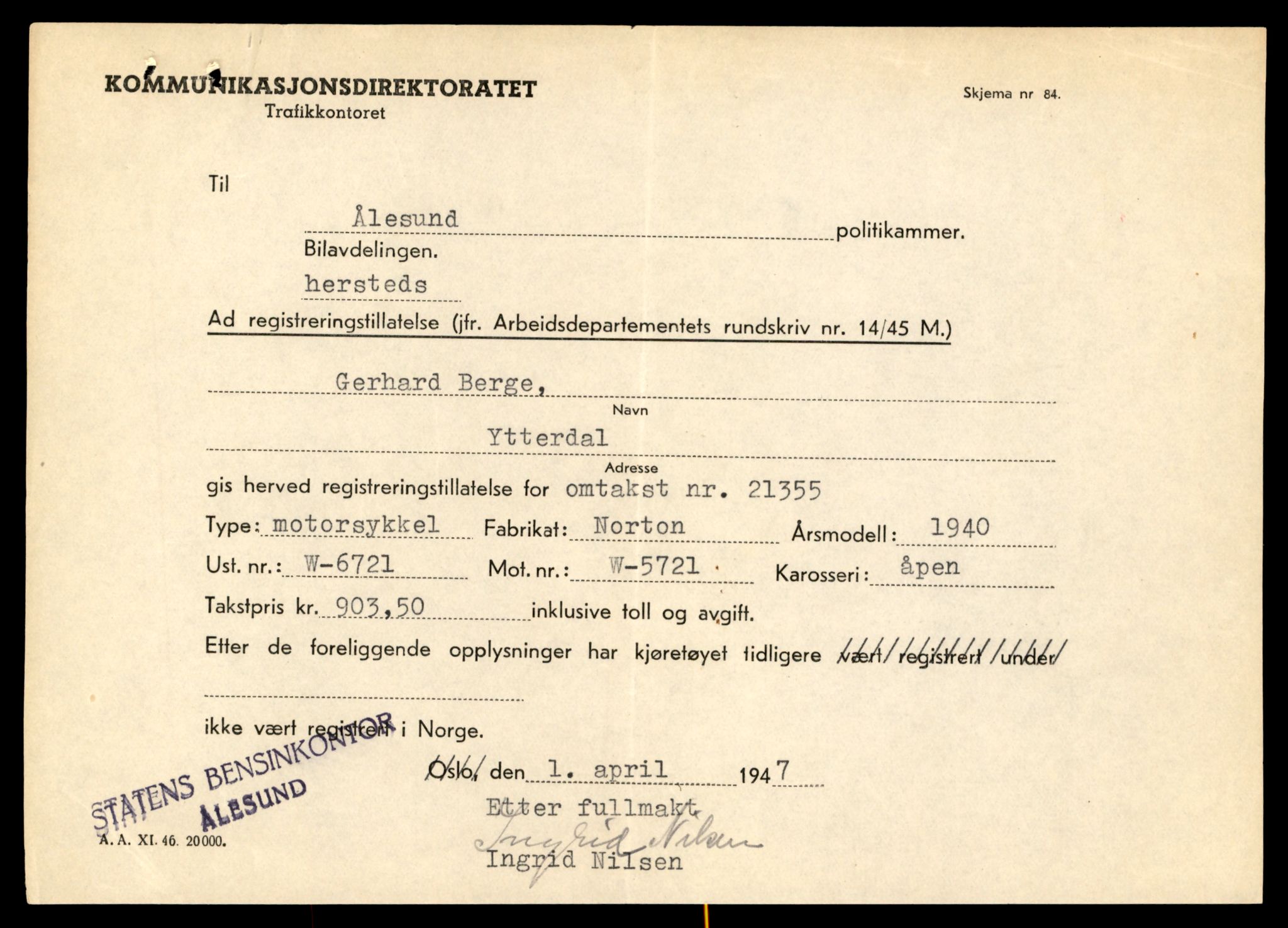 Møre og Romsdal vegkontor - Ålesund trafikkstasjon, AV/SAT-A-4099/F/Fe/L0041: Registreringskort for kjøretøy T 13710 - T 13905, 1927-1998, s. 889