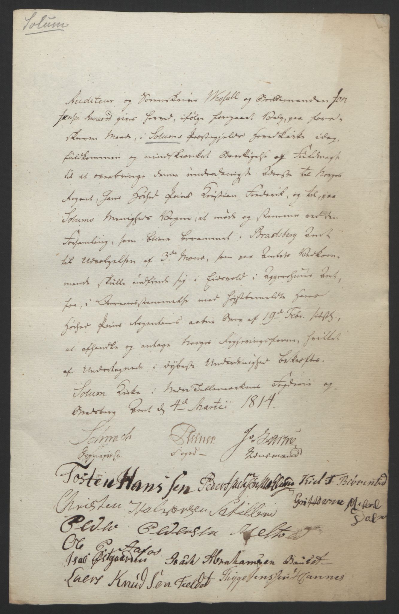 Statsrådssekretariatet, AV/RA-S-1001/D/Db/L0008: Fullmakter for Eidsvollsrepresentantene i 1814. , 1814, s. 69