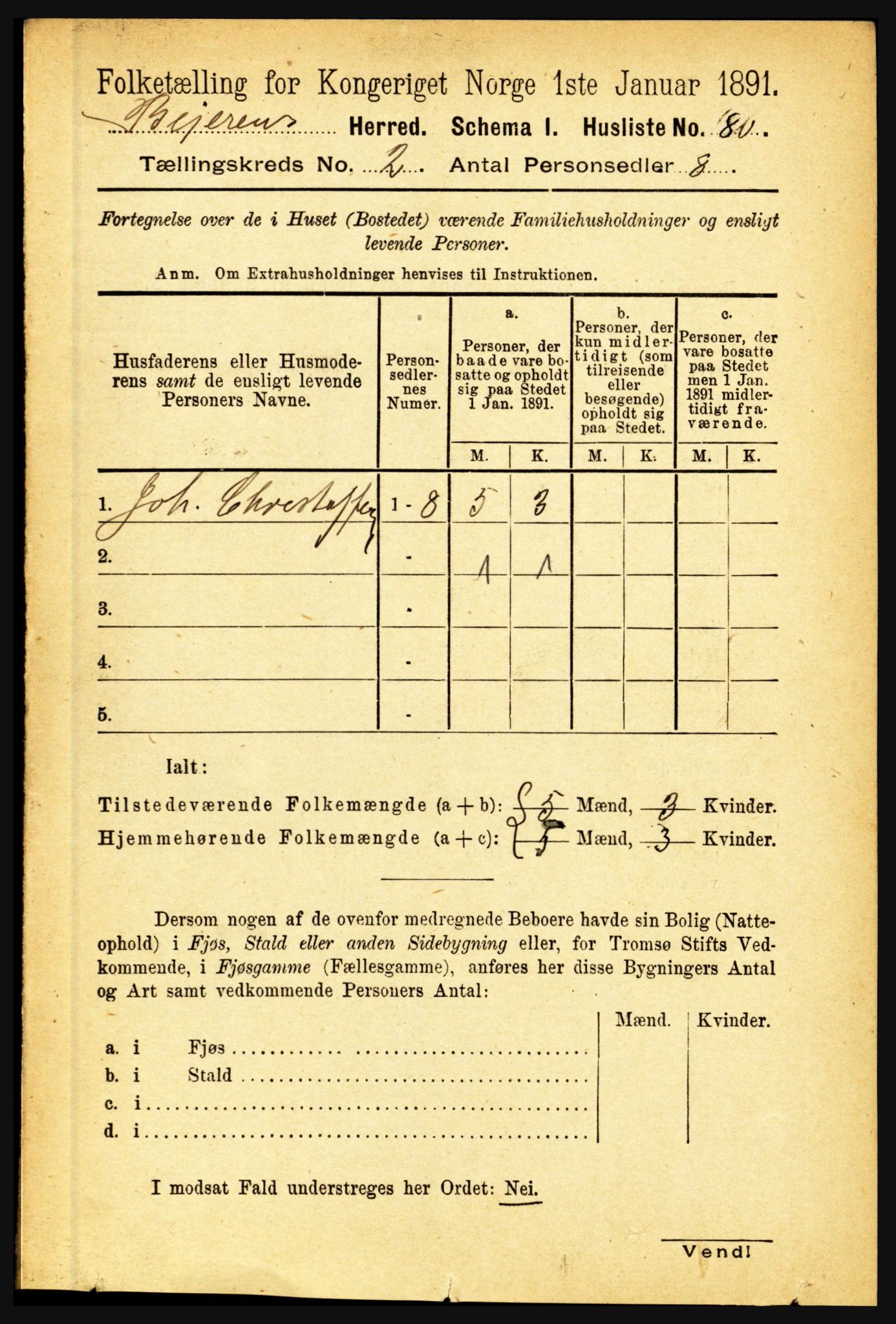 RA, Folketelling 1891 for 1839 Beiarn herred, 1891, s. 377