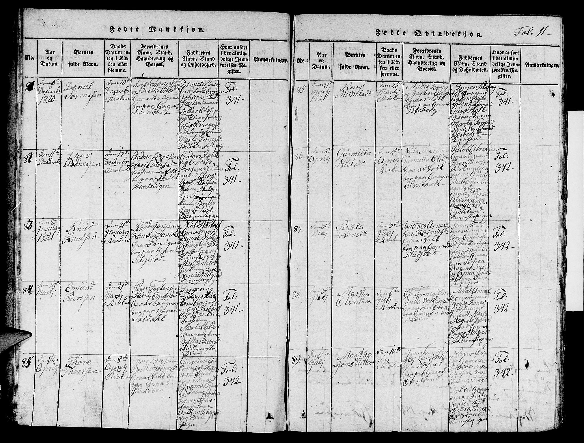 Nedstrand sokneprestkontor, AV/SAST-A-101841/01/V: Klokkerbok nr. B 1 /1, 1816-1847, s. 11