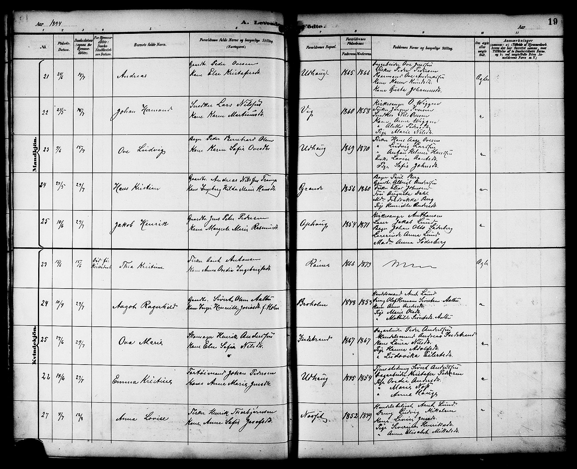 Ministerialprotokoller, klokkerbøker og fødselsregistre - Sør-Trøndelag, AV/SAT-A-1456/659/L0746: Klokkerbok nr. 659C03, 1893-1912, s. 19