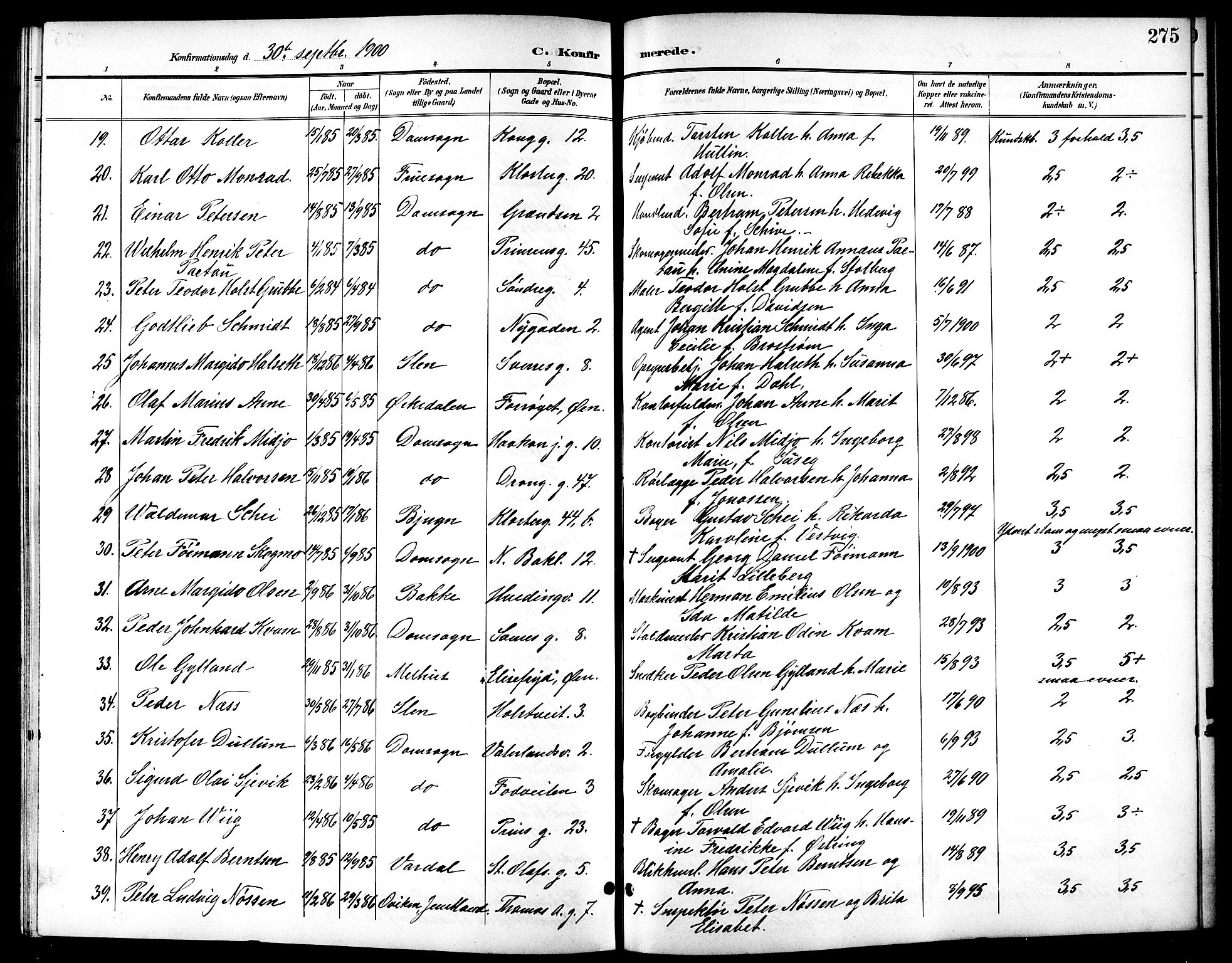 Ministerialprotokoller, klokkerbøker og fødselsregistre - Sør-Trøndelag, AV/SAT-A-1456/601/L0094: Klokkerbok nr. 601C12, 1898-1911, s. 275