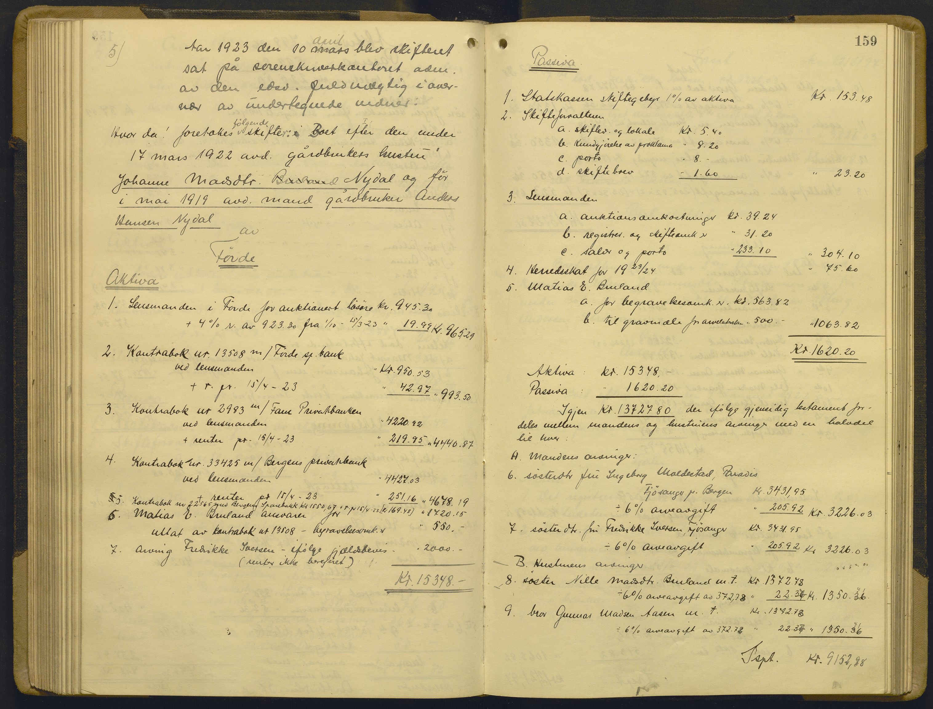 Sunnfjord tingrett, AV/SAB-A-3201/1/H/Hd/L0012: Skifteutlodningsprotokoll, 1920-1924, s. 158b-159a