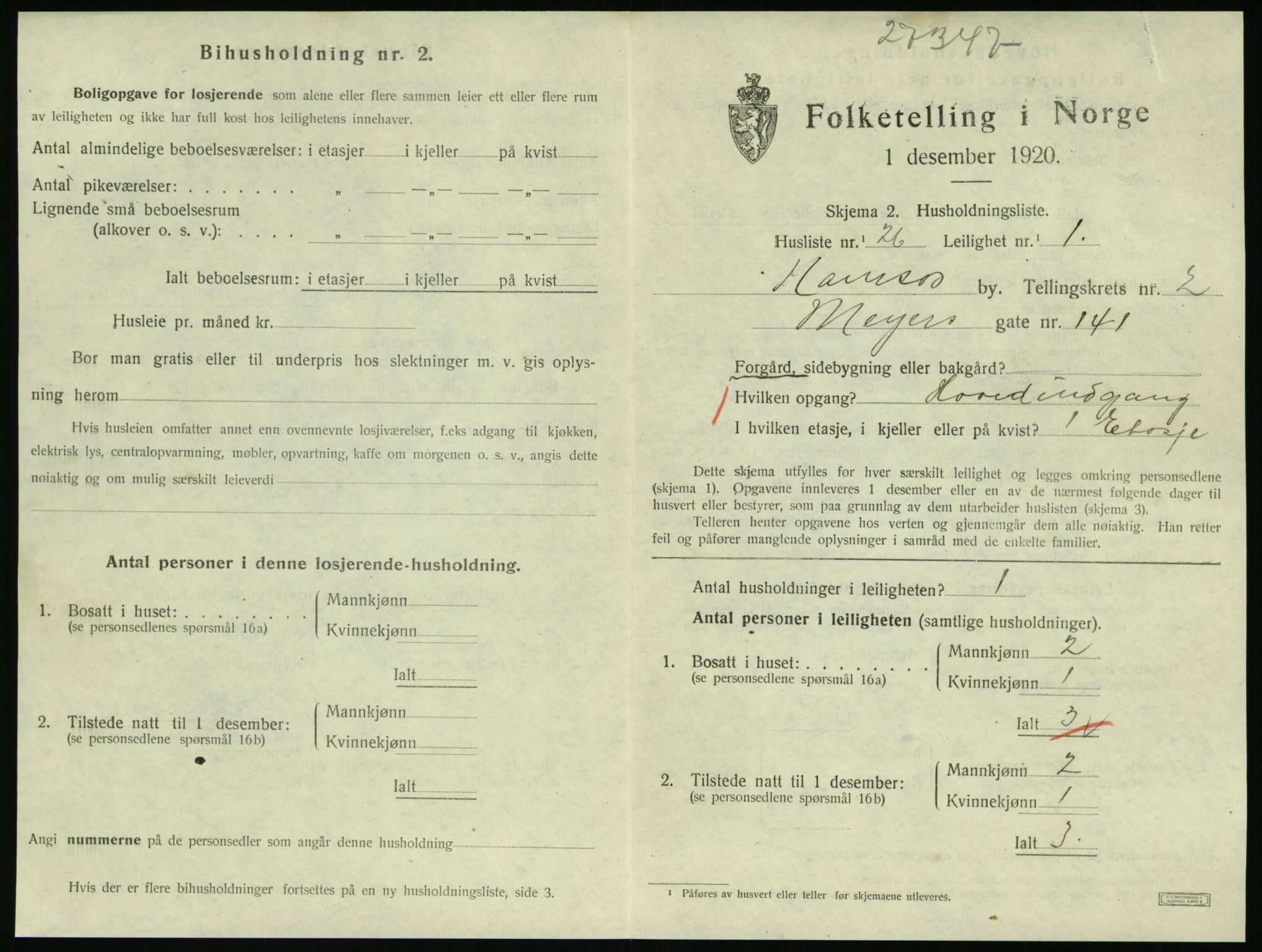 SAT, Folketelling 1920 for 1703 Namsos ladested, 1920, s. 1055