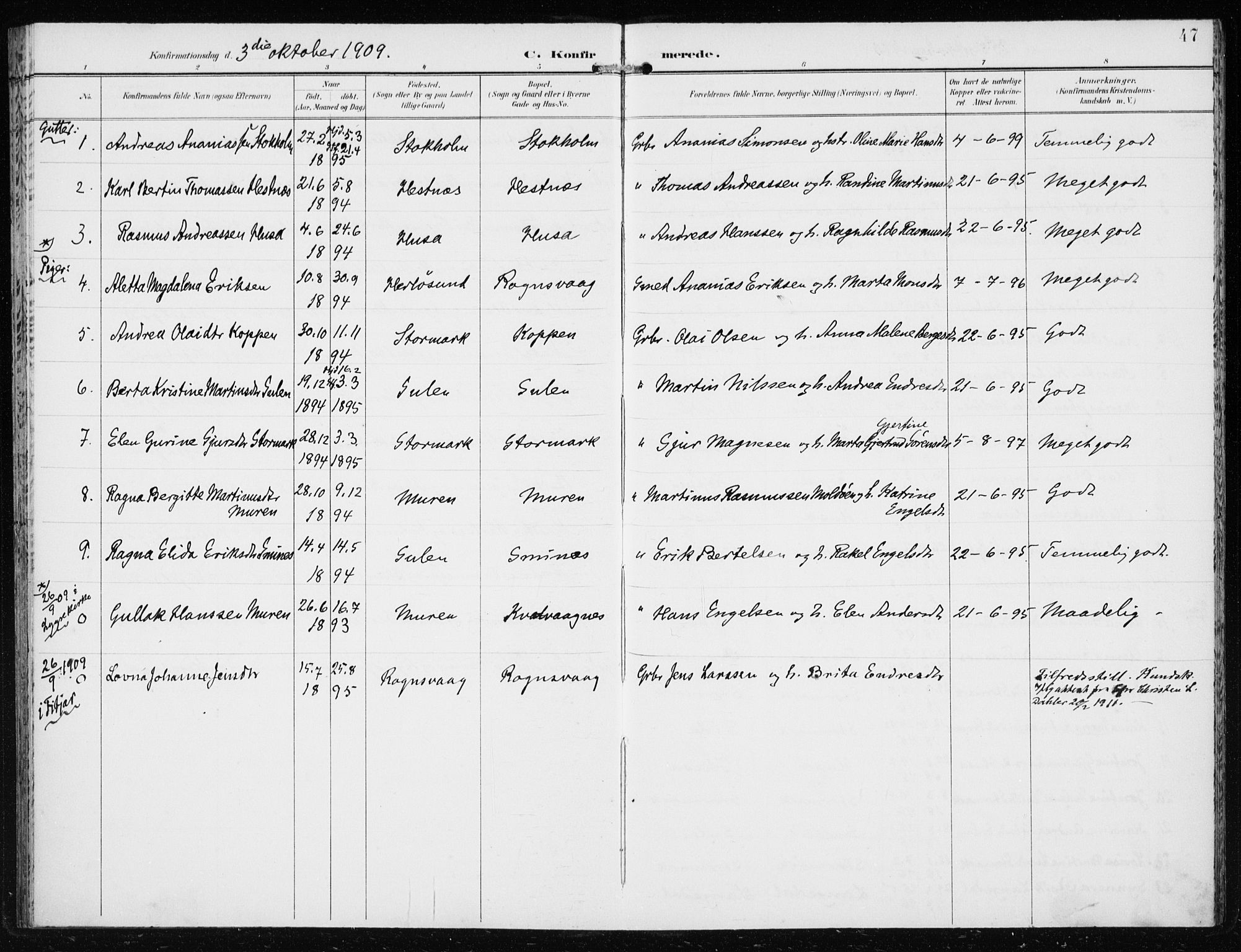 Lindås Sokneprestembete, AV/SAB-A-76701/H/Haa/Haad/L0002: Ministerialbok nr. D  2, 1897-1912, s. 47