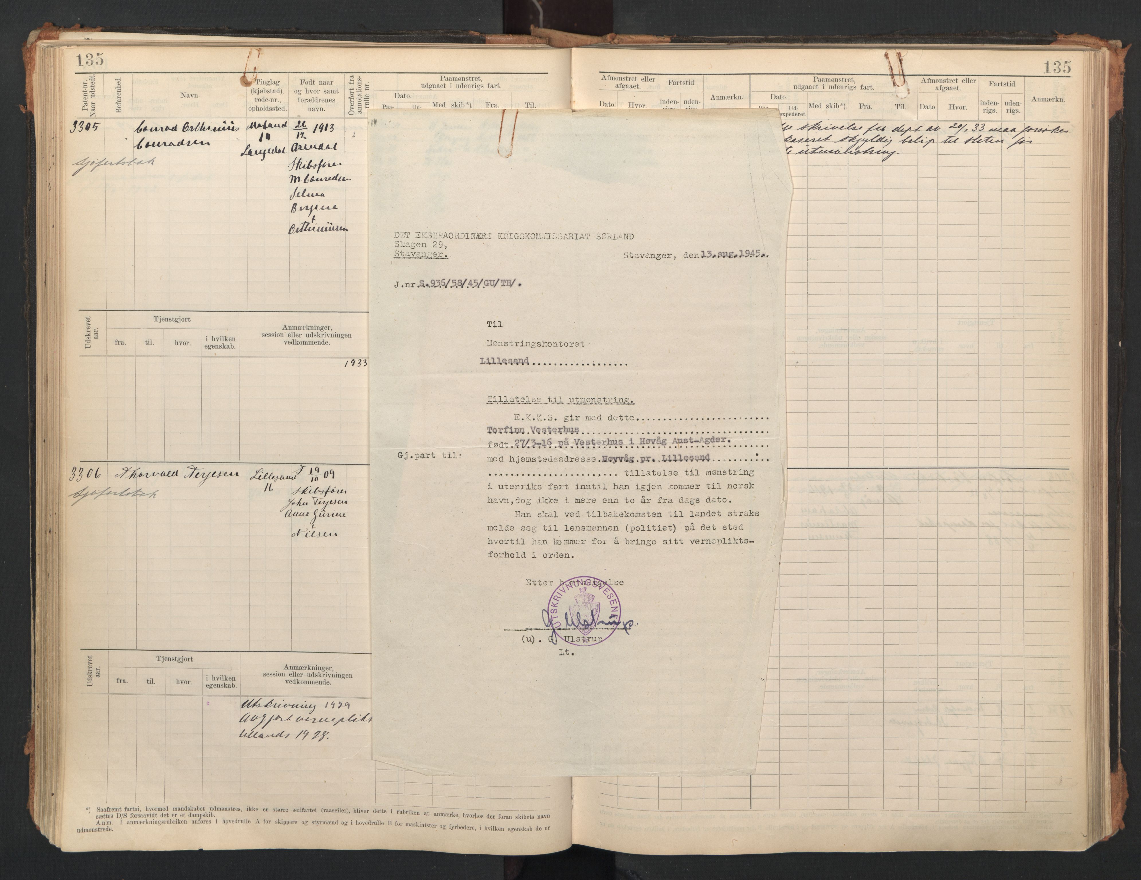 Lillesand mønstringskrets, AV/SAK-2031-0014/F/Fb/L0006: Hovedrulle A nr 3049-3634, W-15, 1913-1946, s. 143