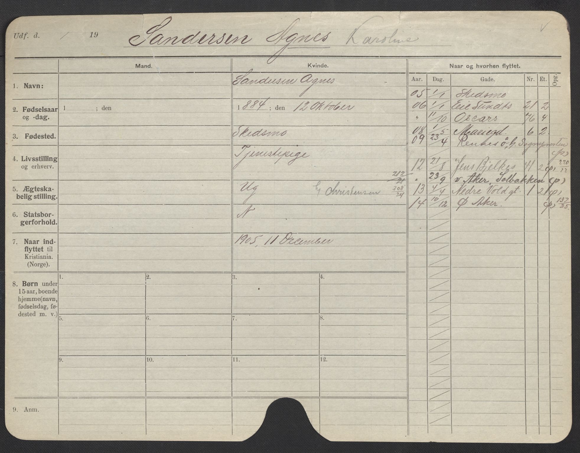 Oslo folkeregister, Registerkort, AV/SAO-A-11715/F/Fa/Fac/L0023: Kvinner, 1906-1914, s. 676a