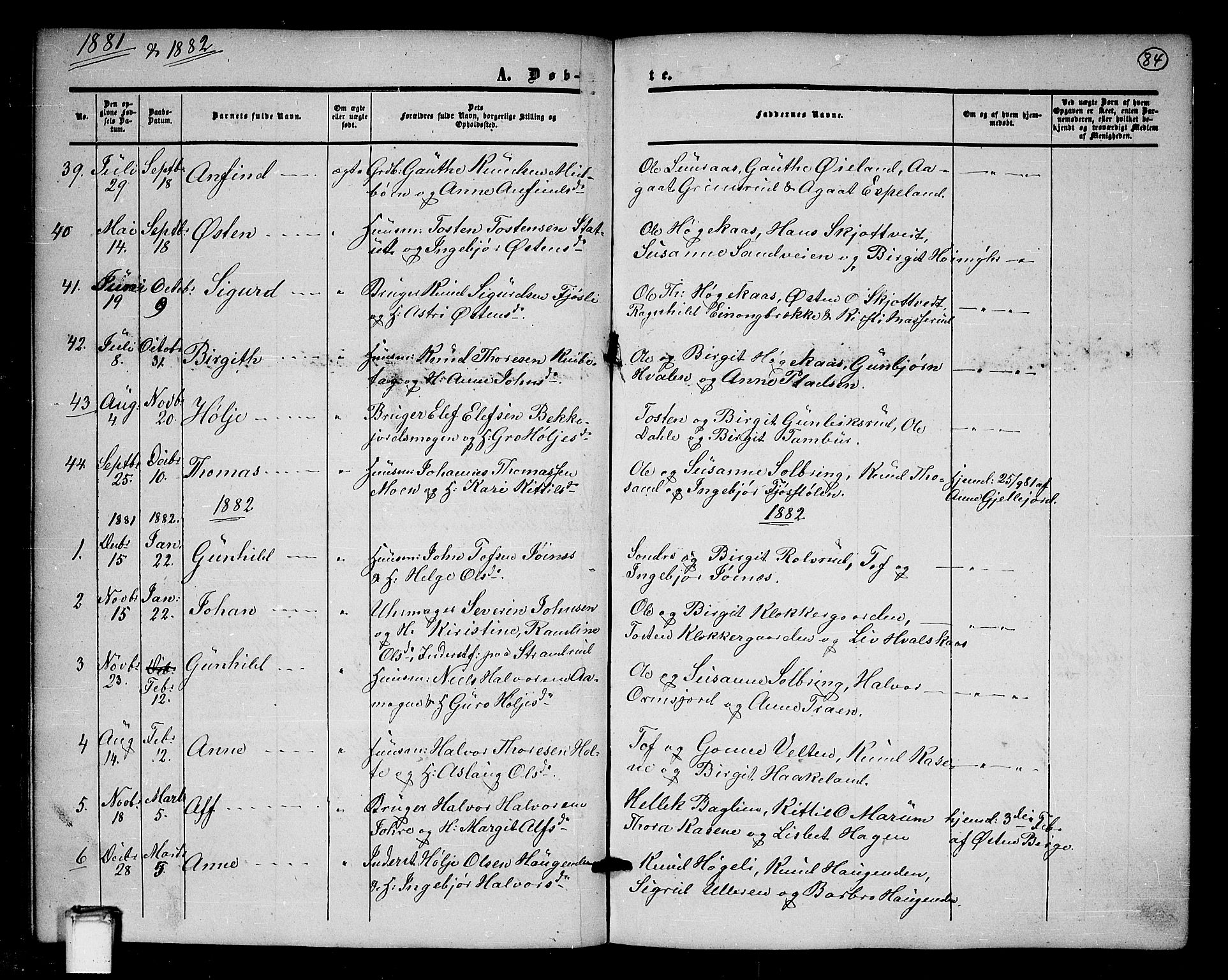 Tinn kirkebøker, AV/SAKO-A-308/G/Ga/L0002: Klokkerbok nr. I 2, 1851-1883, s. 84