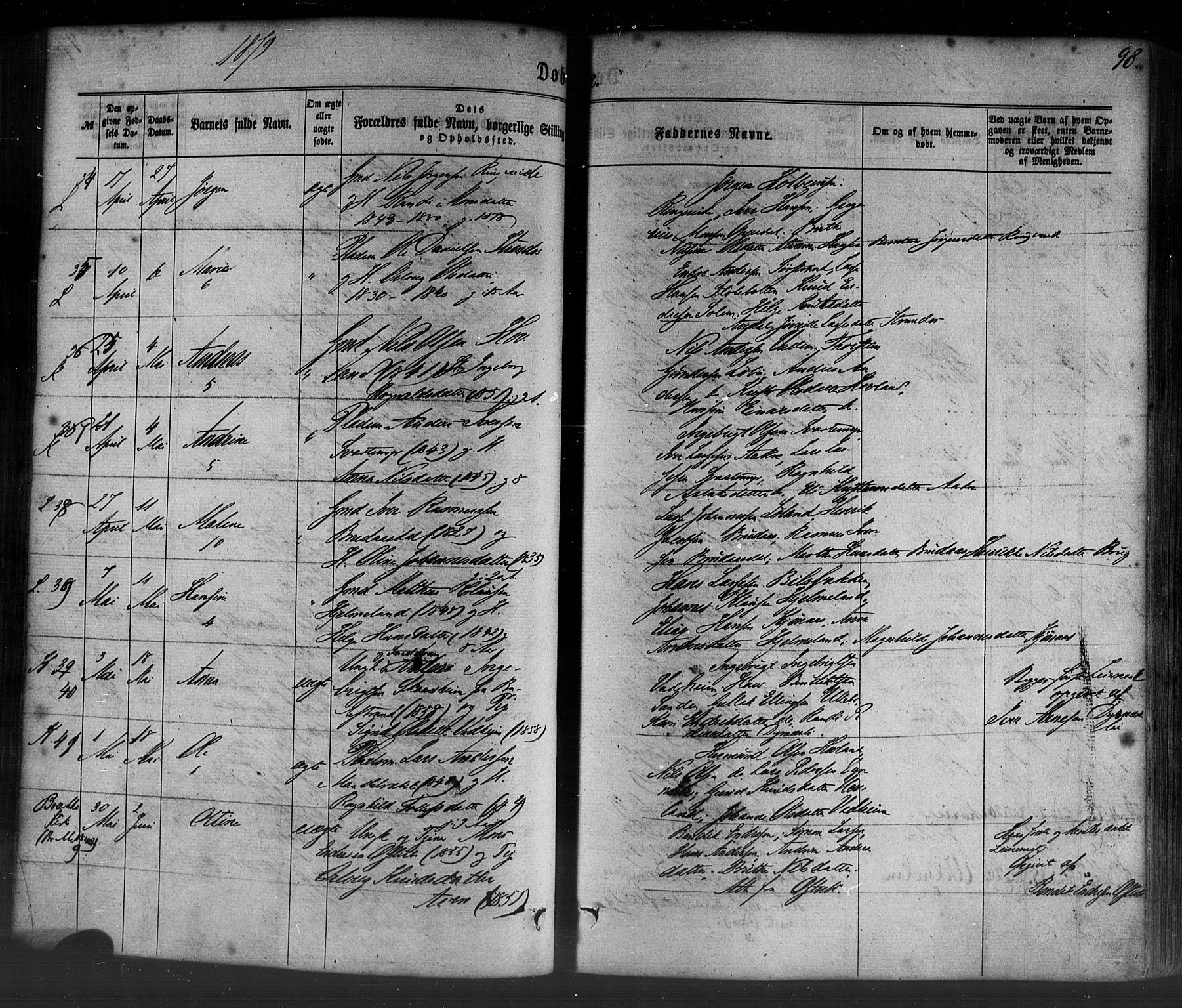 Lavik sokneprestembete, AV/SAB-A-80901: Ministerialbok nr. A 4, 1864-1881, s. 98