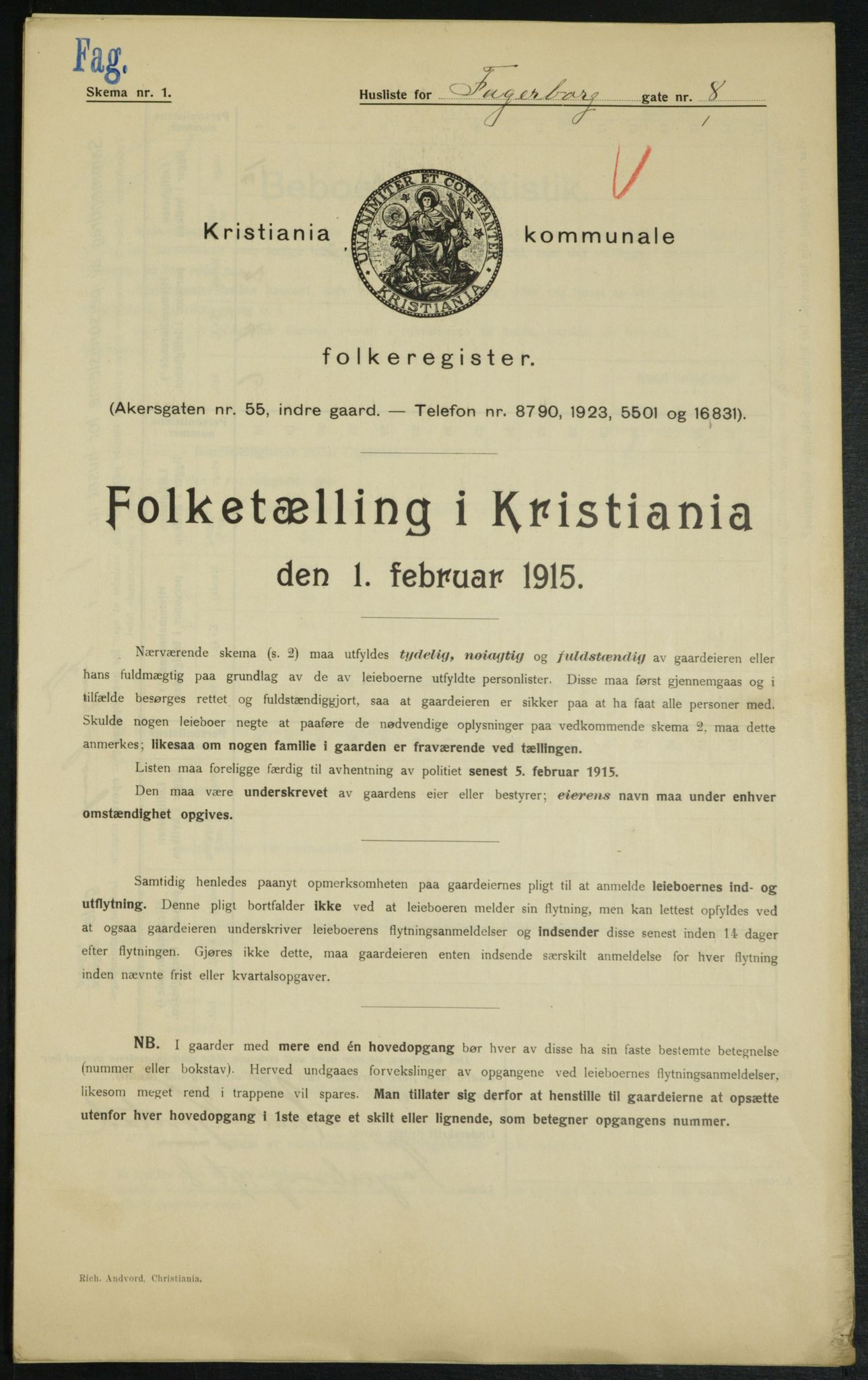 OBA, Kommunal folketelling 1.2.1915 for Kristiania, 1915, s. 22498