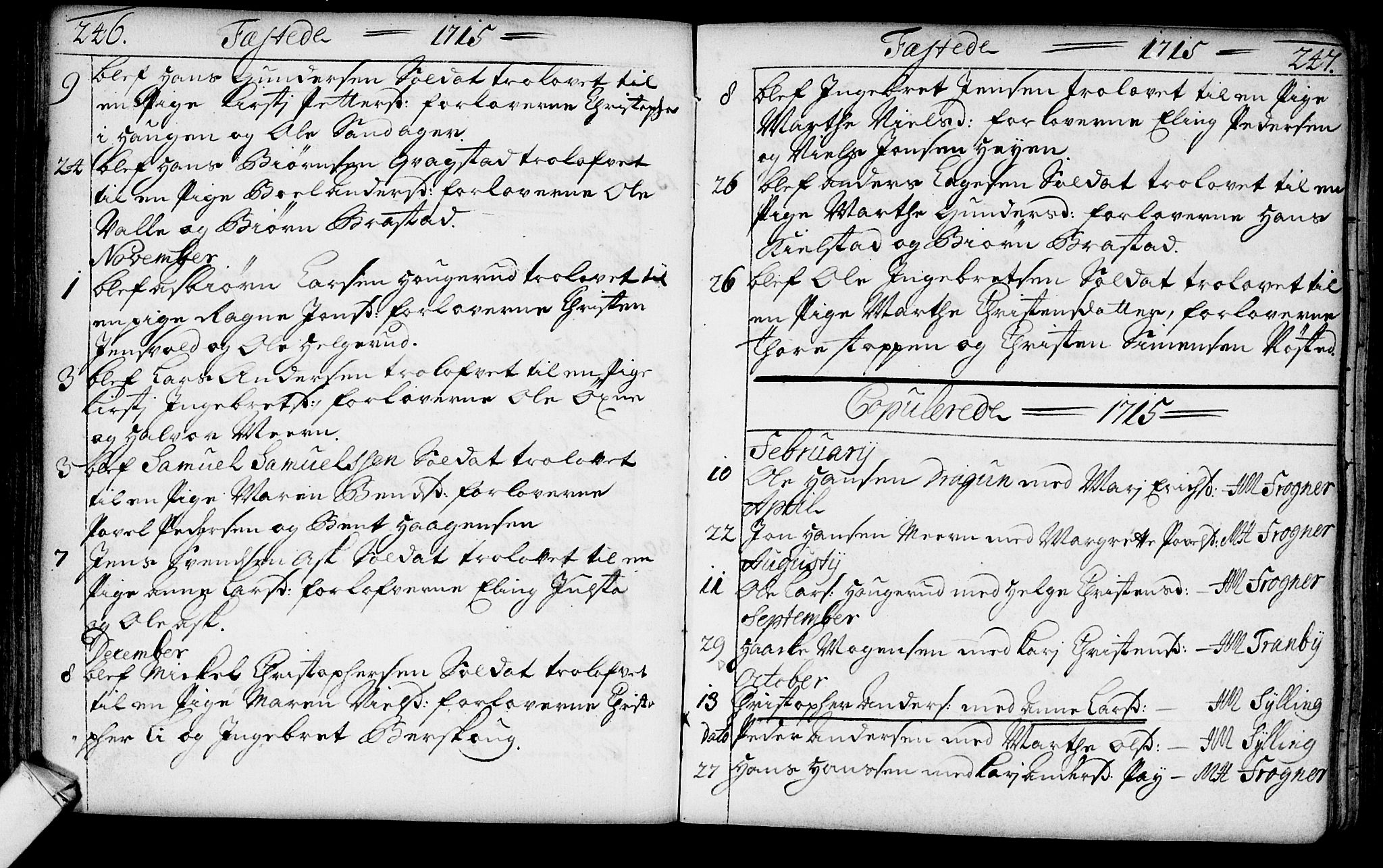 Lier kirkebøker, AV/SAKO-A-230/F/Fa/L0002: Ministerialbok nr. I 2, 1701-1726, s. 246-247