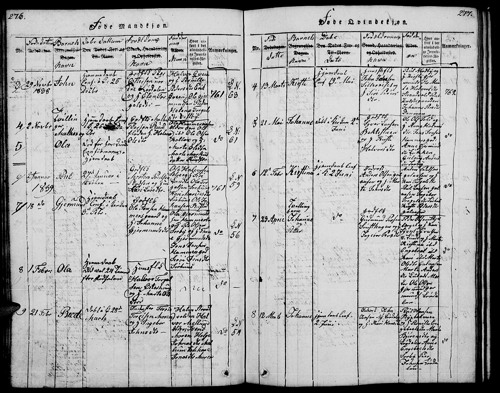 Trysil prestekontor, AV/SAH-PREST-046/H/Ha/Hab/L0004: Klokkerbok nr. 4, 1814-1841, s. 276-277