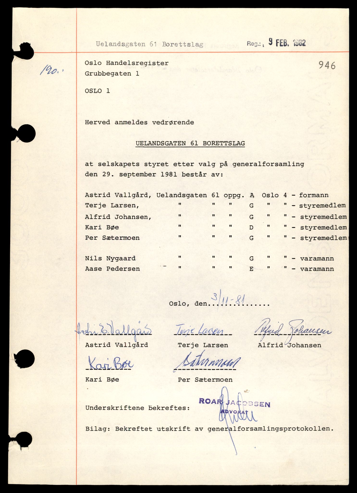 Oslo byfogd, Handelsregisteret, SAT/A-10867/G/Gb/Gba/L0219: Andelslag og borettslag, U-Ves, 1944-1990