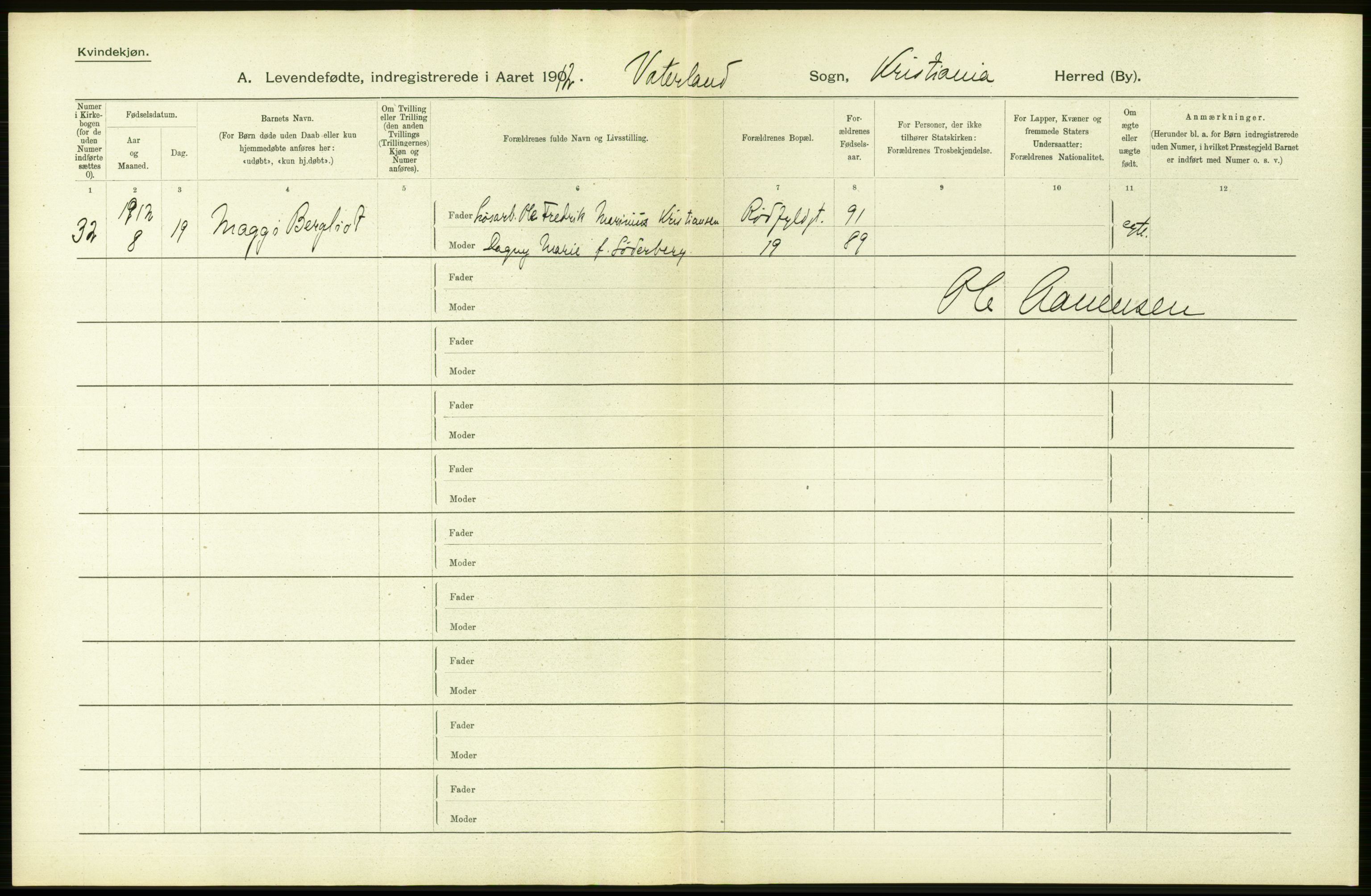 Statistisk sentralbyrå, Sosiodemografiske emner, Befolkning, RA/S-2228/D/Df/Dfb/Dfbb/L0006: Kristiania:  Levendefødte menn og kvinner., 1912, s. 650