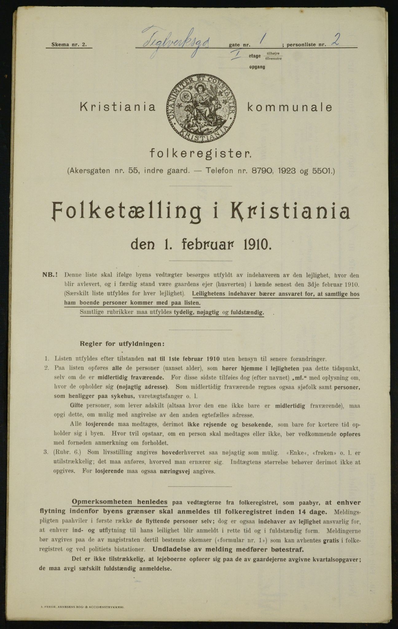 OBA, Kommunal folketelling 1.2.1910 for Kristiania, 1910, s. 101919